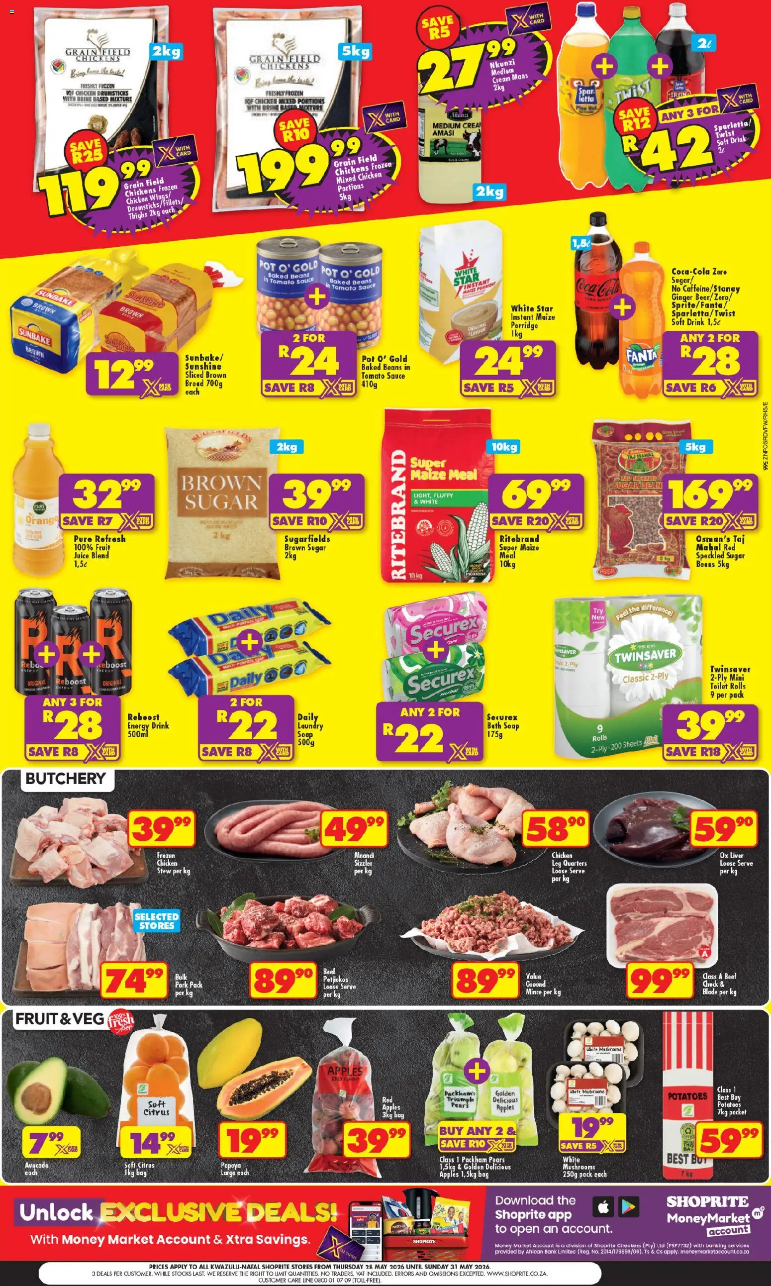 New Shoprite catalogue – valid from 28.05.2026 | Page: 2 | Products: Pears, Mushrooms, Beans, Baked beans