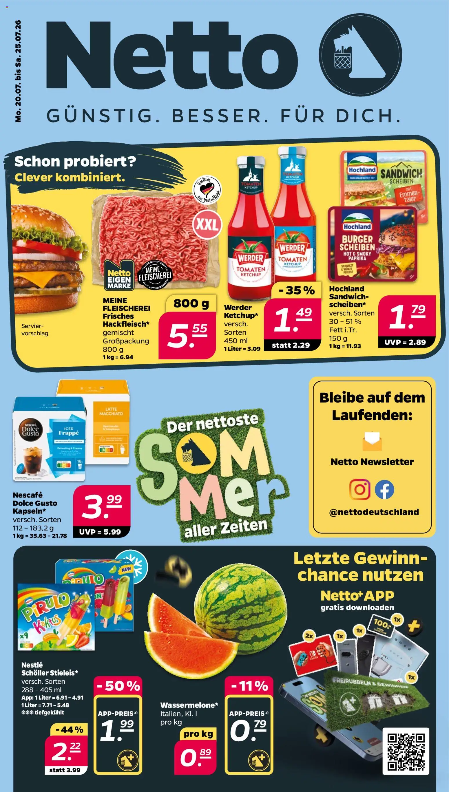 Netto Prospekt – gültig ab 20.07.2026 | Seite: 1 | Produkte: Nescafe, Tomaten, Paprika, Ketchup