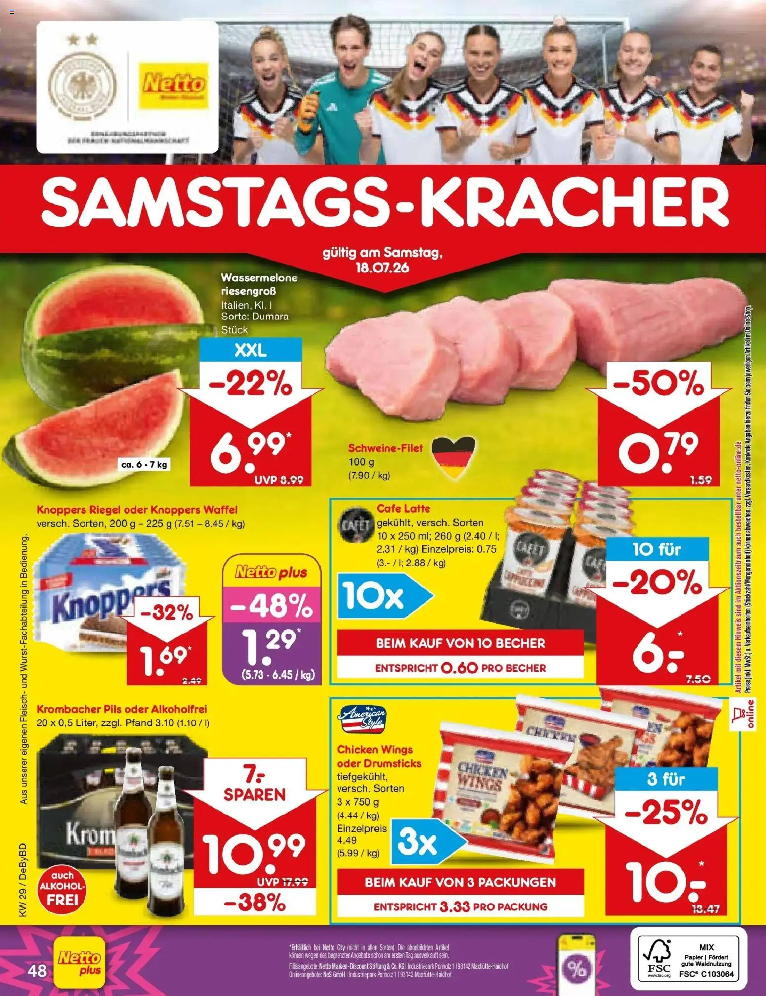 Netto Marken-Discount Prospekt Buttenwiesen – gültig ab 13.07.2026 | Seite: 70 | Produkte: Schweinefilet, Knoppers, Wassermelone, Fleisch