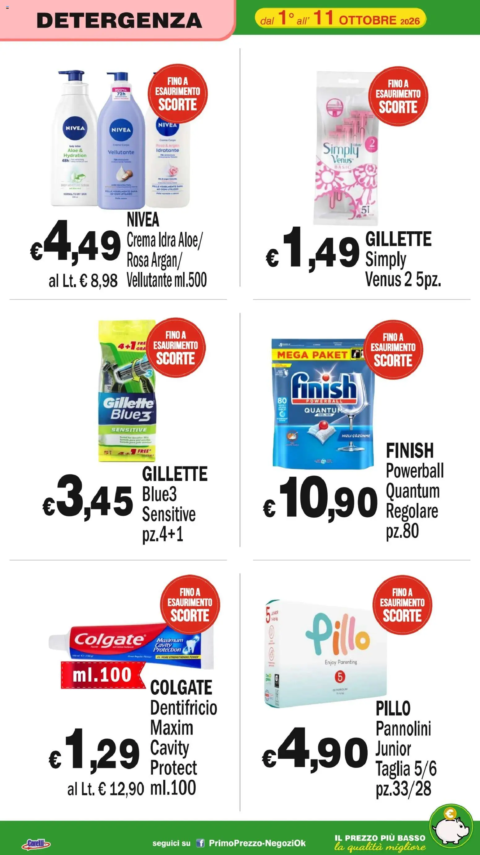 Volantino Primo Prezzo del 01/10/2026 | Pagina: 27 | Prodotti: Crema, Pannolini, Dentifricio, Basso