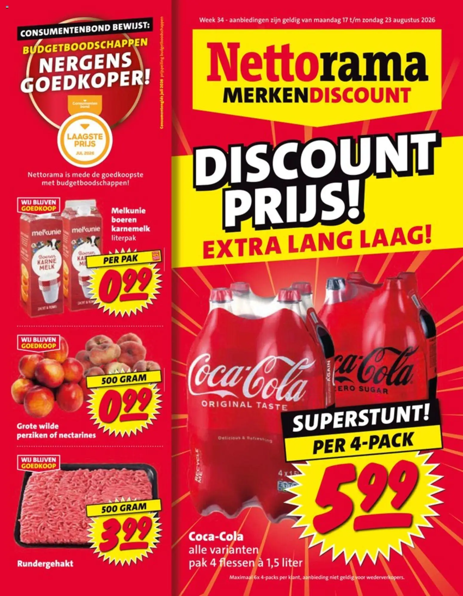 {H1} | Pagina: 1 | Producten: Nectarines, Karnemelk, Rundergehakt, Perziken