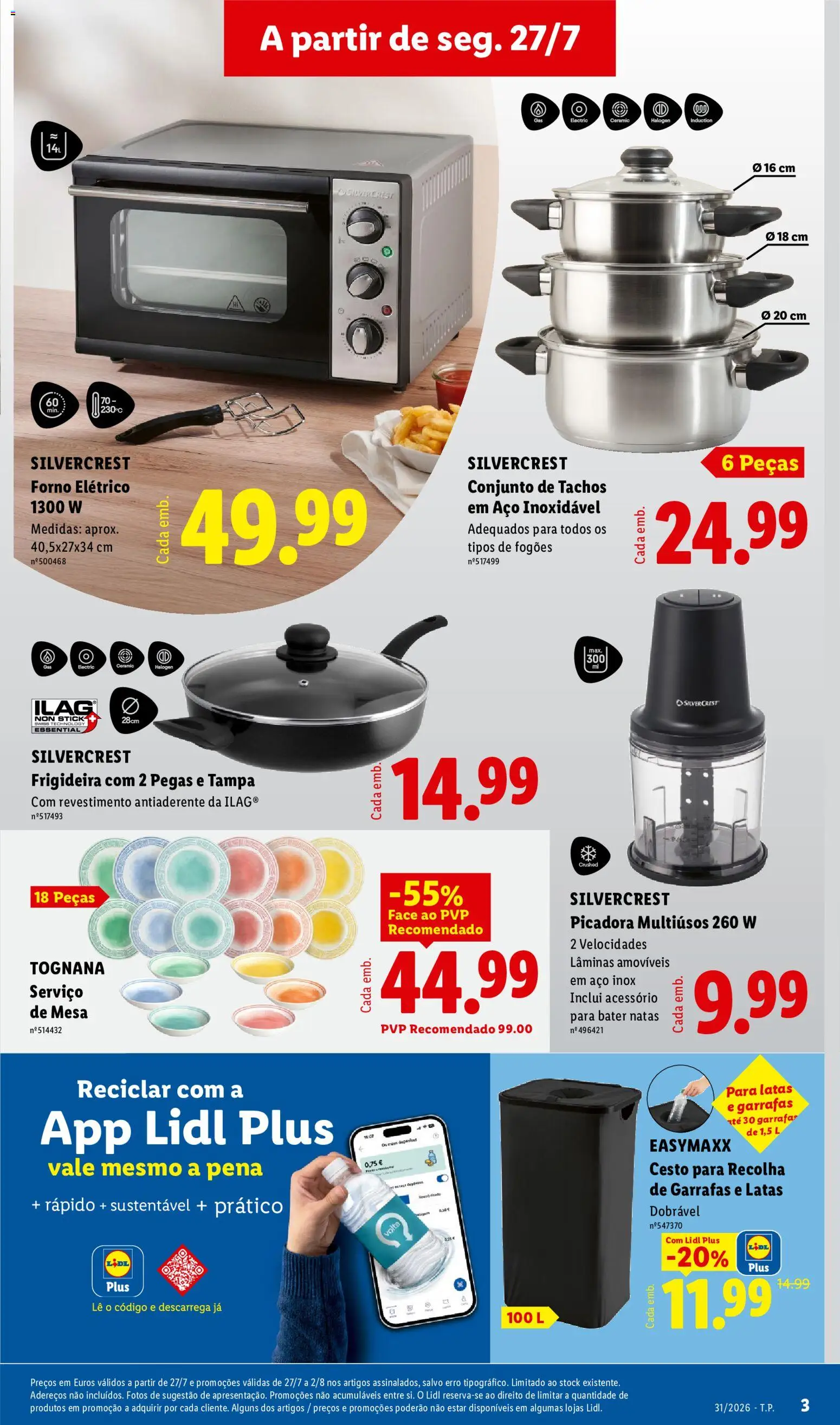 Lidl Novidades │ válido de 27/07/2026 | Página: 3 | Produtos: Forno, Frigideira, Mesa, Natas