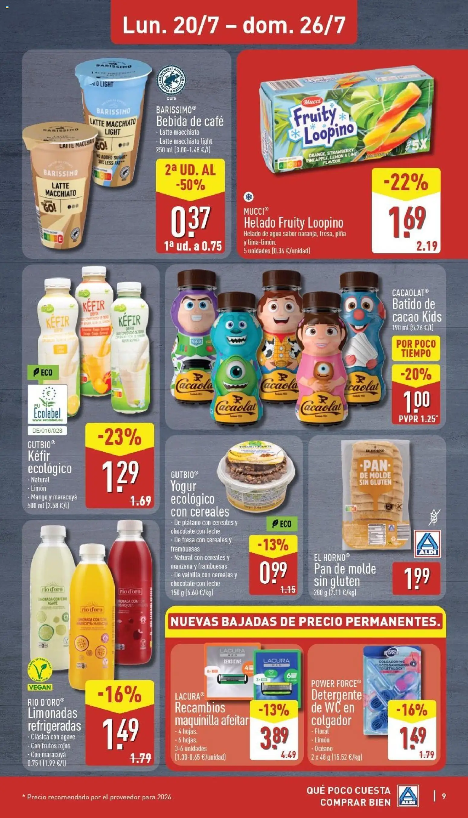 Aldi folleto Canarias │ válido desde el 20/07/2026 | Página: 9 | Productos: Detergente, Leche, Café, Chocolate