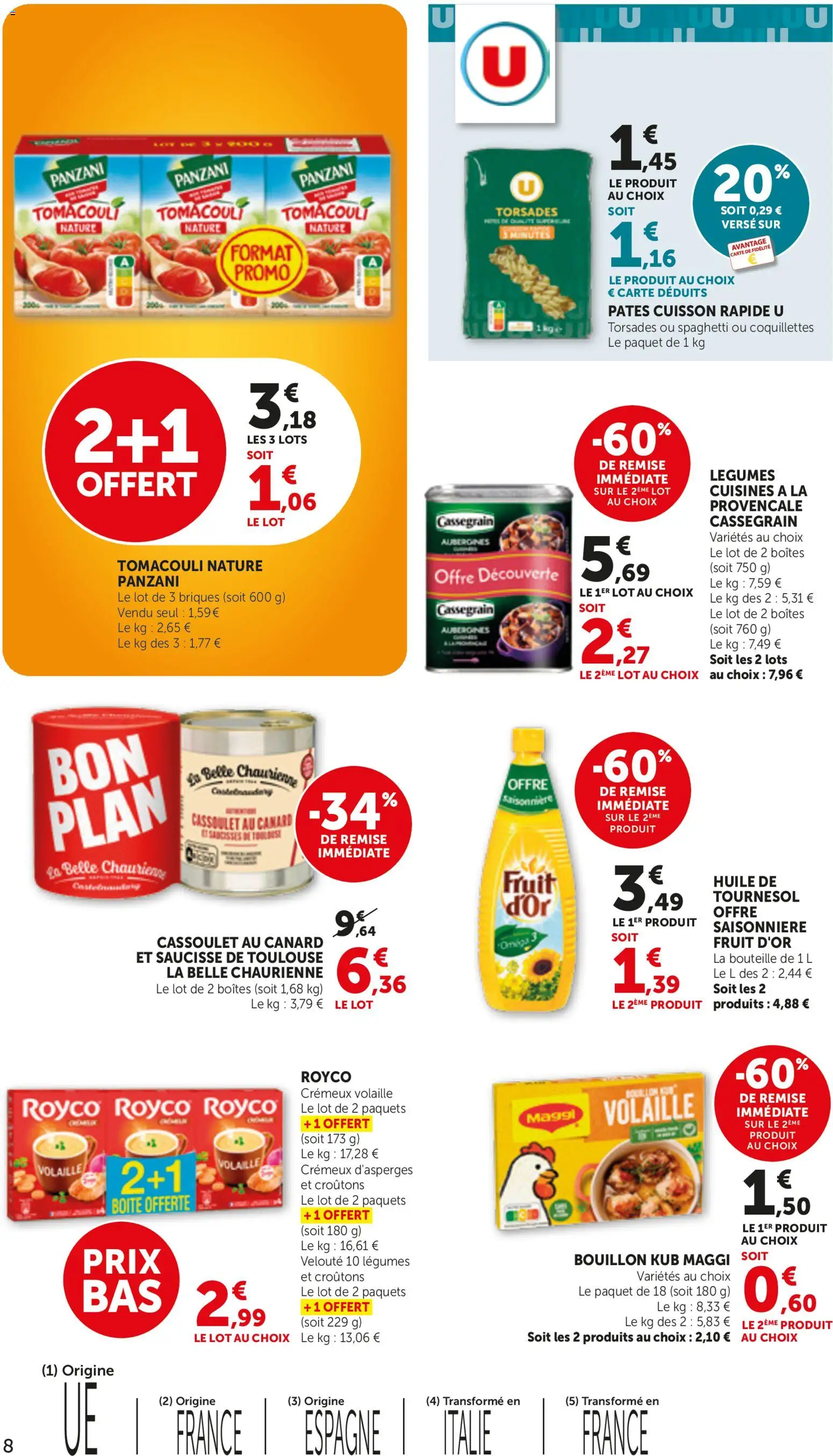 {H1} | Page: 8 | Produits: Canard, Volaille, Bouillon, Pâtes