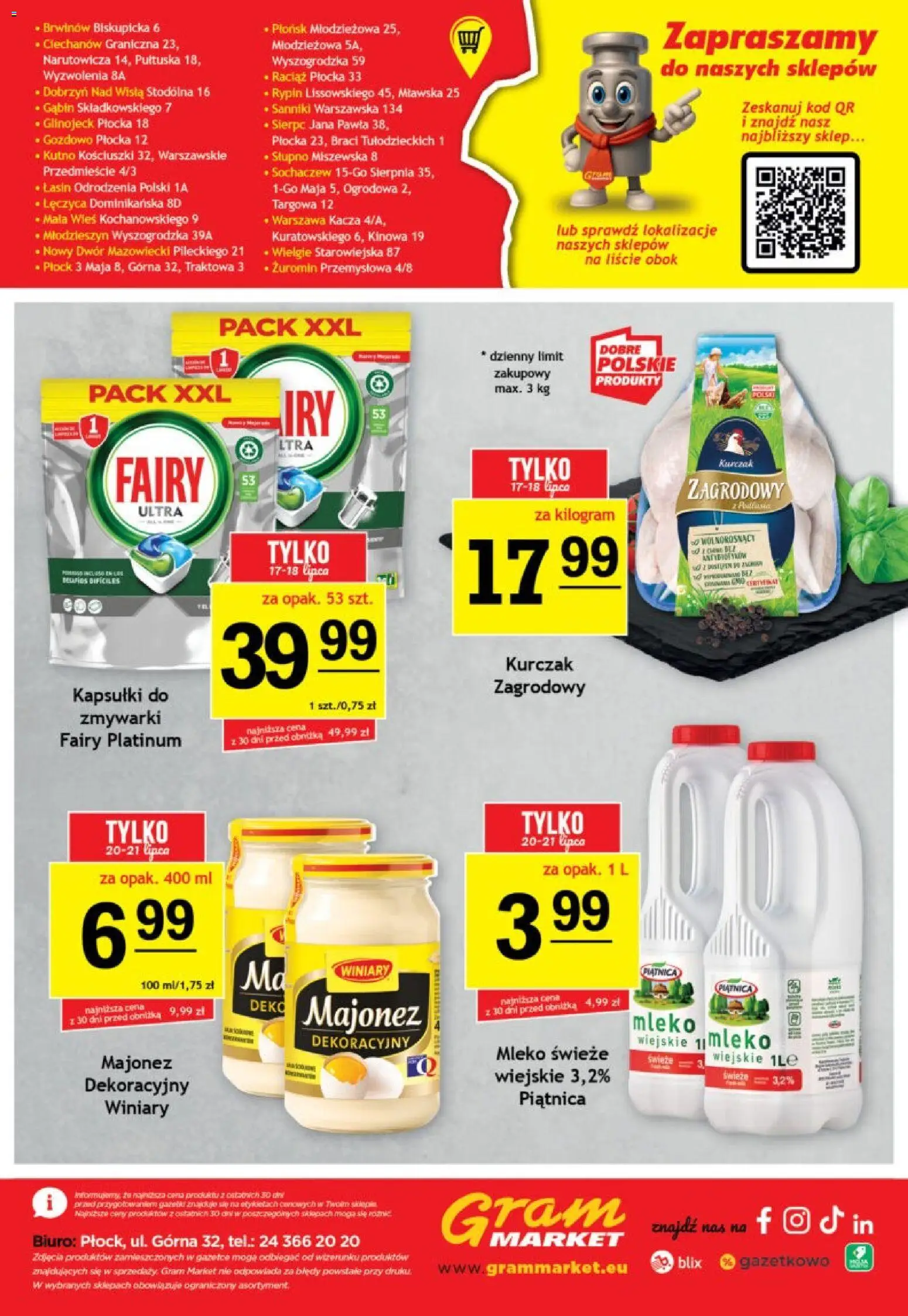 Gram Market gazetka od 15.07.2026 | Strona: 16 | Produkty: Kurczak, Fairy platinum, Mleko, Majonez