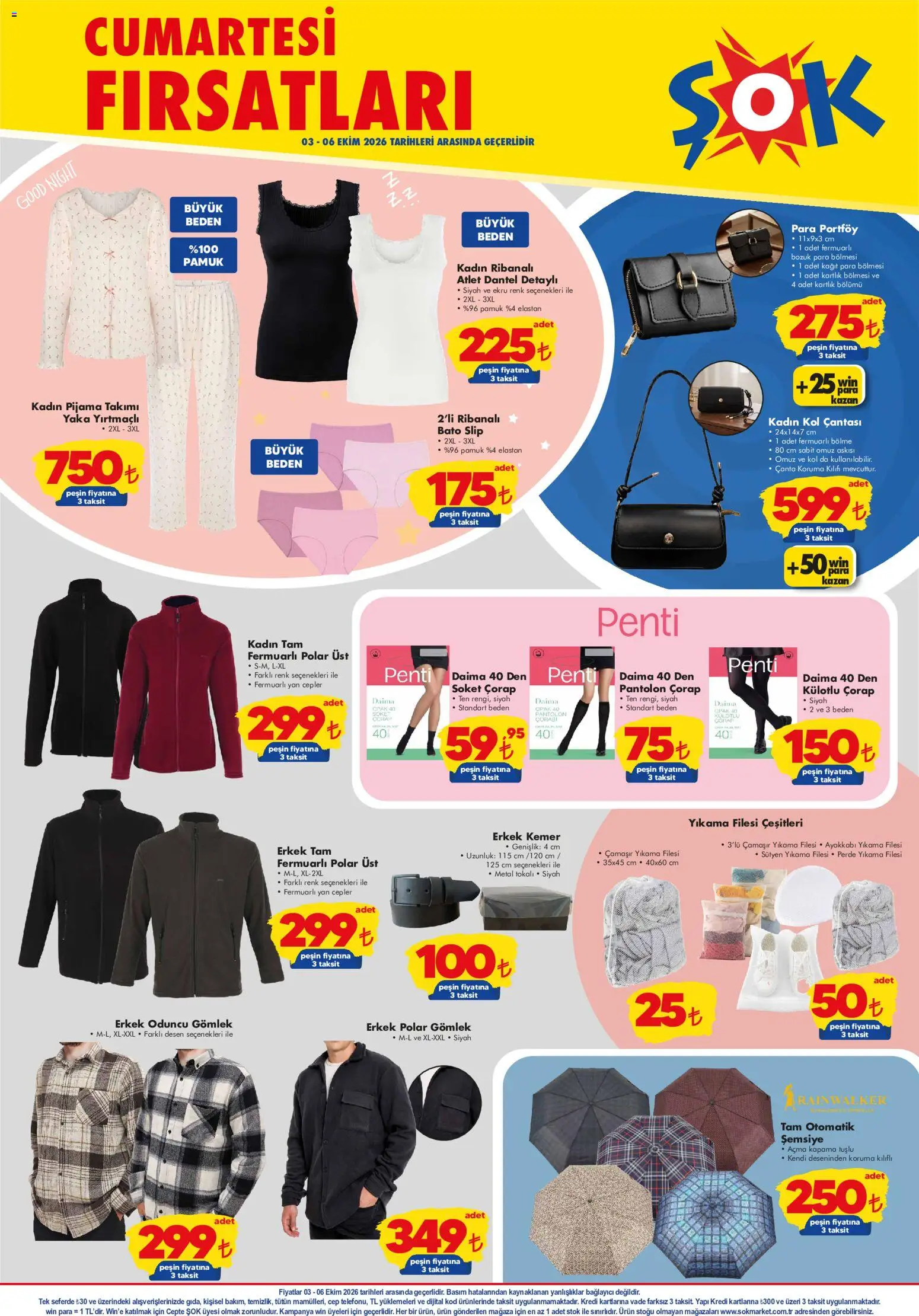 Şok Market - Hafta sonu fırsatları - 03 Ekim 2026 tarihinden itibaren geçerlidir | Sayfa: 2 | Ürünler: Pantolon, Sütyen, Pijama, Bağlayıcı