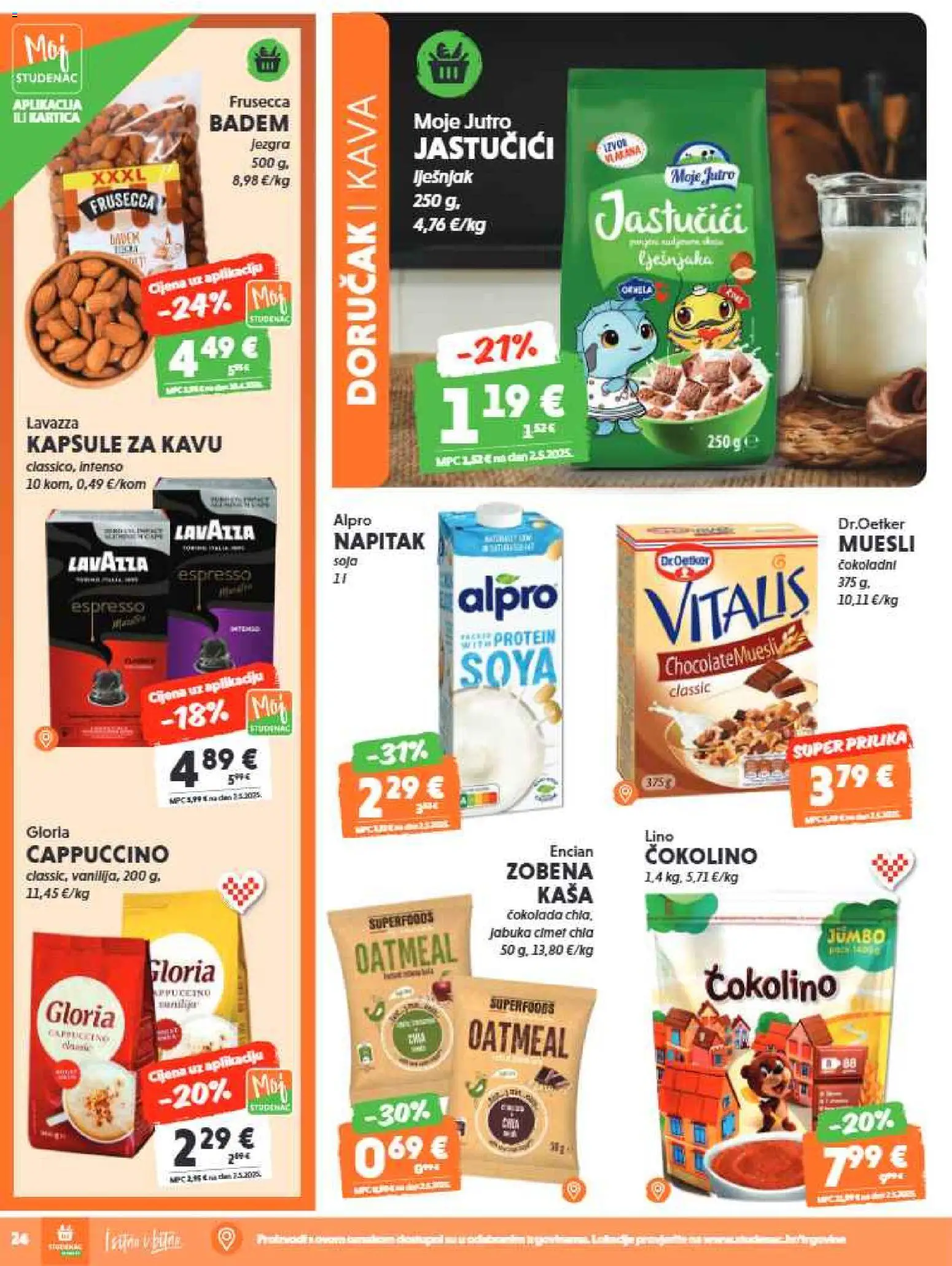 Studenac katalog | vrijedi od 29.07.2026 | Stranica: 24 | Proizvodi: Protein, Espresso, Muesli, Cappuccino