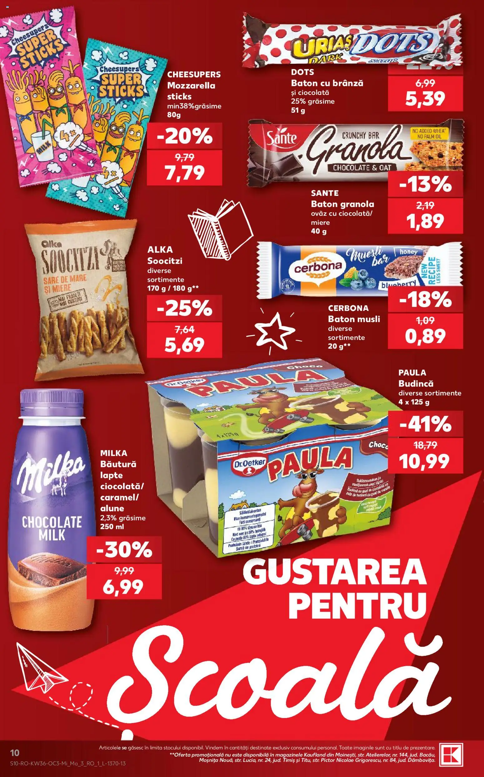Kaufland RO akciós ujság - amely érvényes a következő dátumtól: 2026.09.02. | Oldal: 10 | Termékek: Mozzarella, Milka, Granola