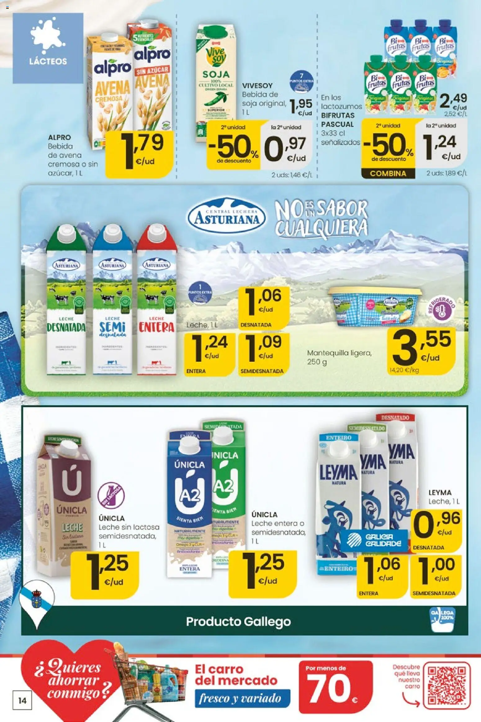 Eroski Ofertones de verano │ válido desde el 28.05.2026 | Página: 14 | Productos: Leche desnatada, Leche entera, Bebida de soja, Συσκευή ροής