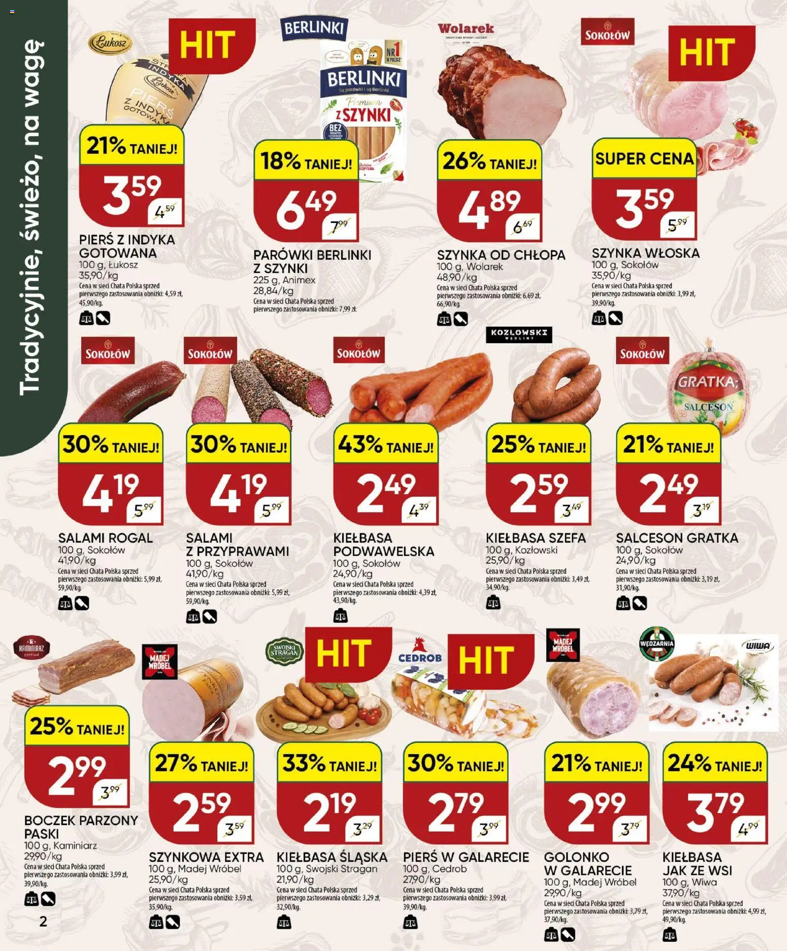 Chata Polska gazetka od 08.10.2026 | Strona: 3 | Produkty: Parówki berlinki, Parówki, Salceson, Berlinki