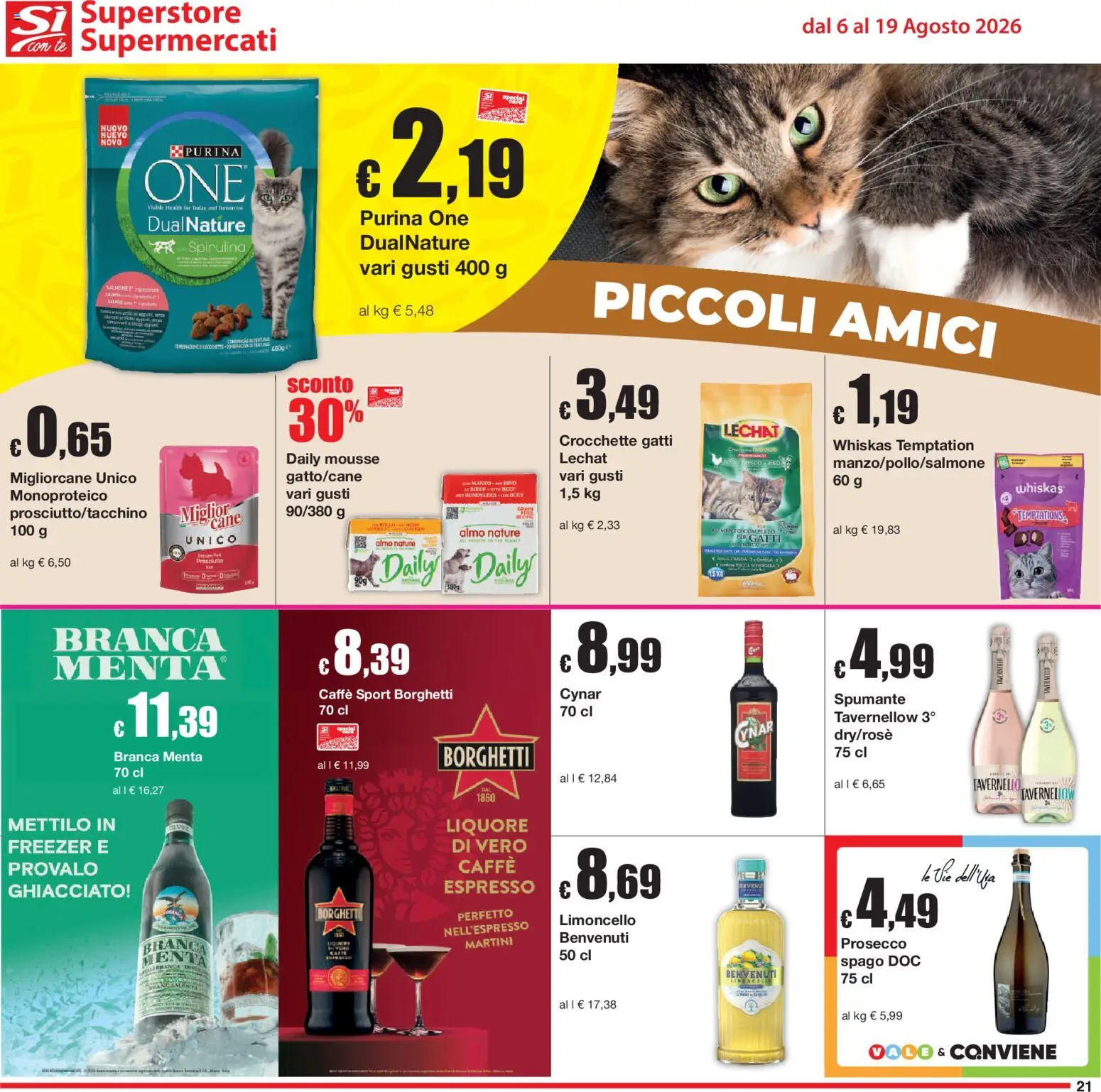 Volantino Sì con Te del 06/08/2026 | Pagina: 21 | Prodotti: Caffè, Crocchette, Freezer, Liquore