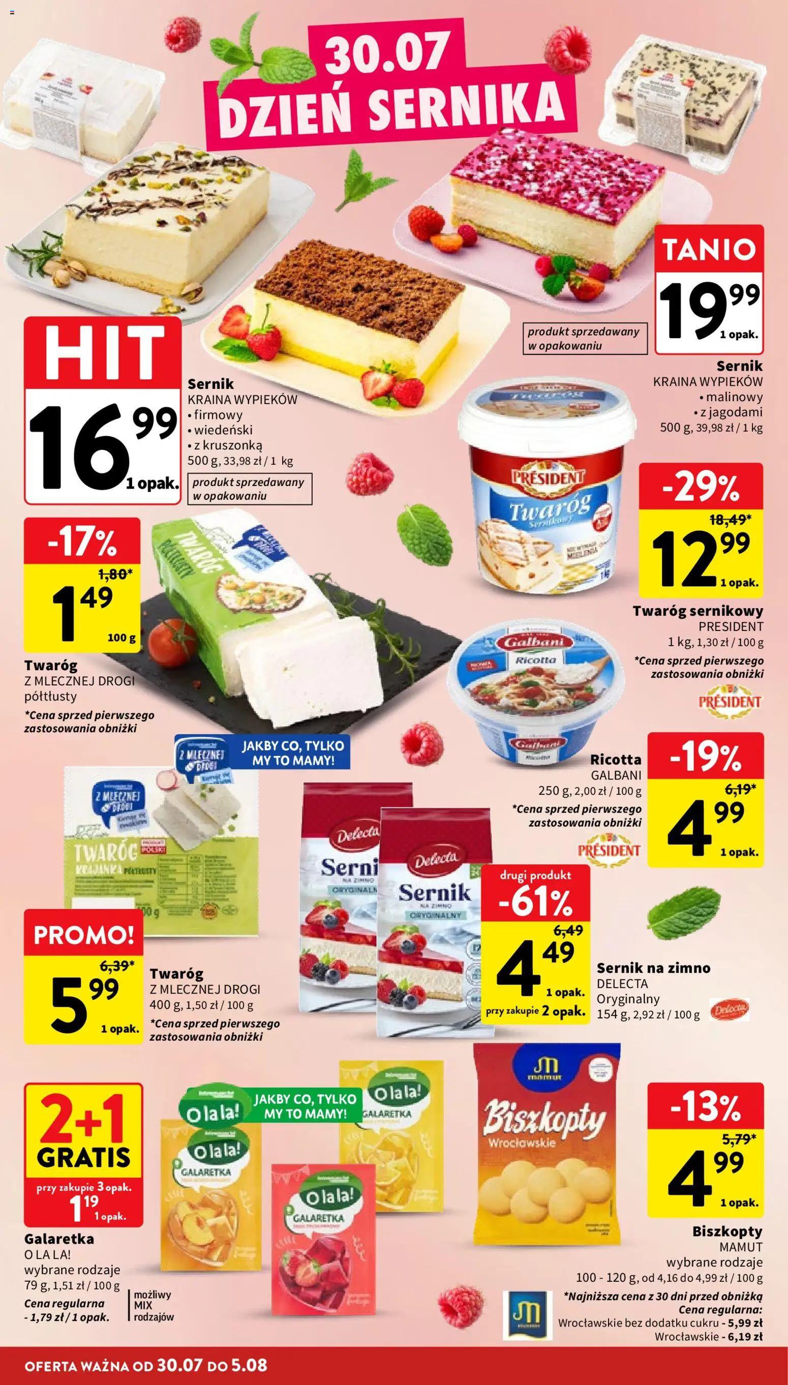 Intermarche gazetka od 30.07.2026 | Strona: 22 | Produkty: Galaretka, Sernik na zimno, Twaróg, Ricotta