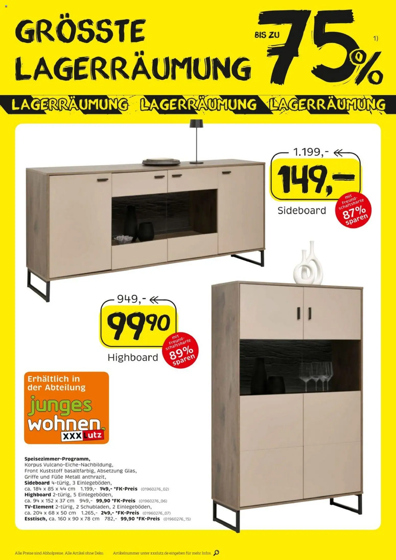 XXXLutz Größte Lagerräumung – gültig ab 16.05.2026 | Seite: 8 | Produkte: Sideboard, HIghboard