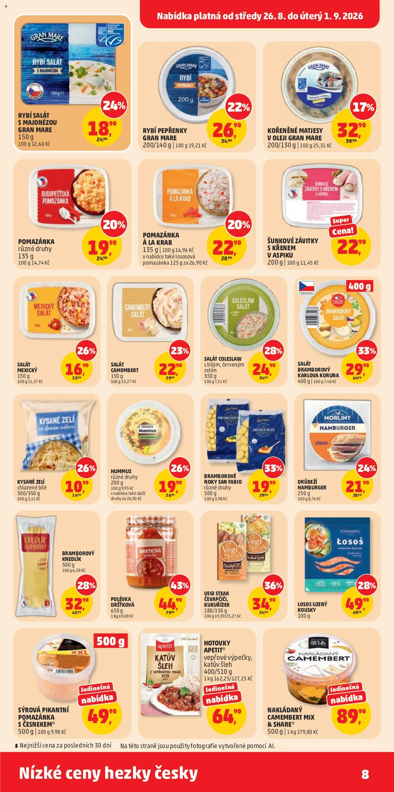 Penny Market leták od 26.08.2026 | Strana: 8 | Produkty: Hummus, Noky, Losos uzený, Gnocchi