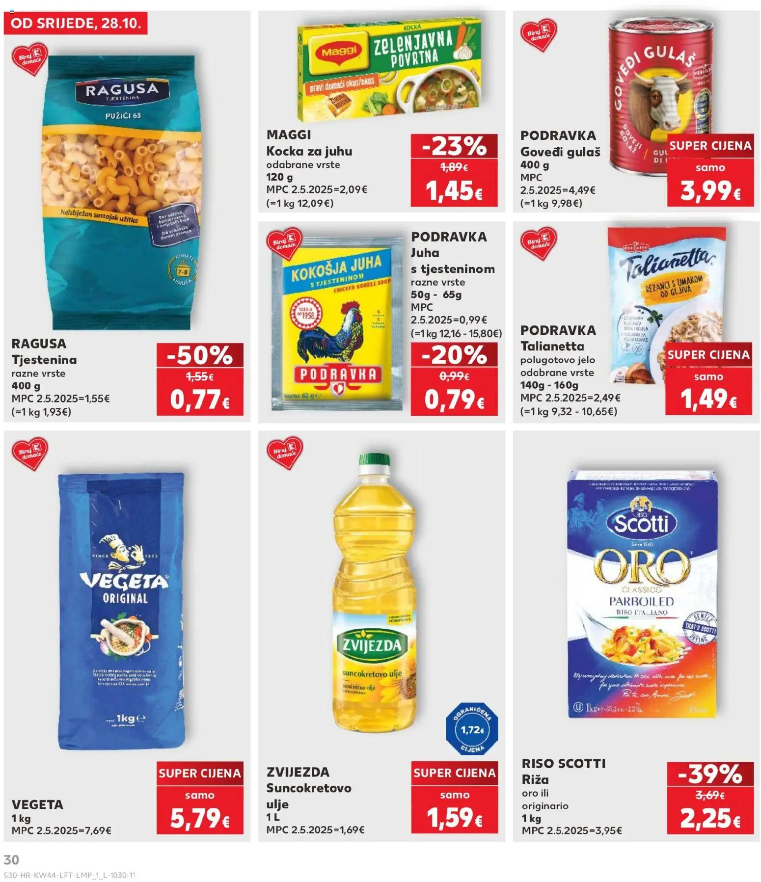 Kaufland katalog | vrijedi od 28.10.2026 | Stranica: 30 | Proizvodi: Ulje, Podravka, Riža, Rezanci