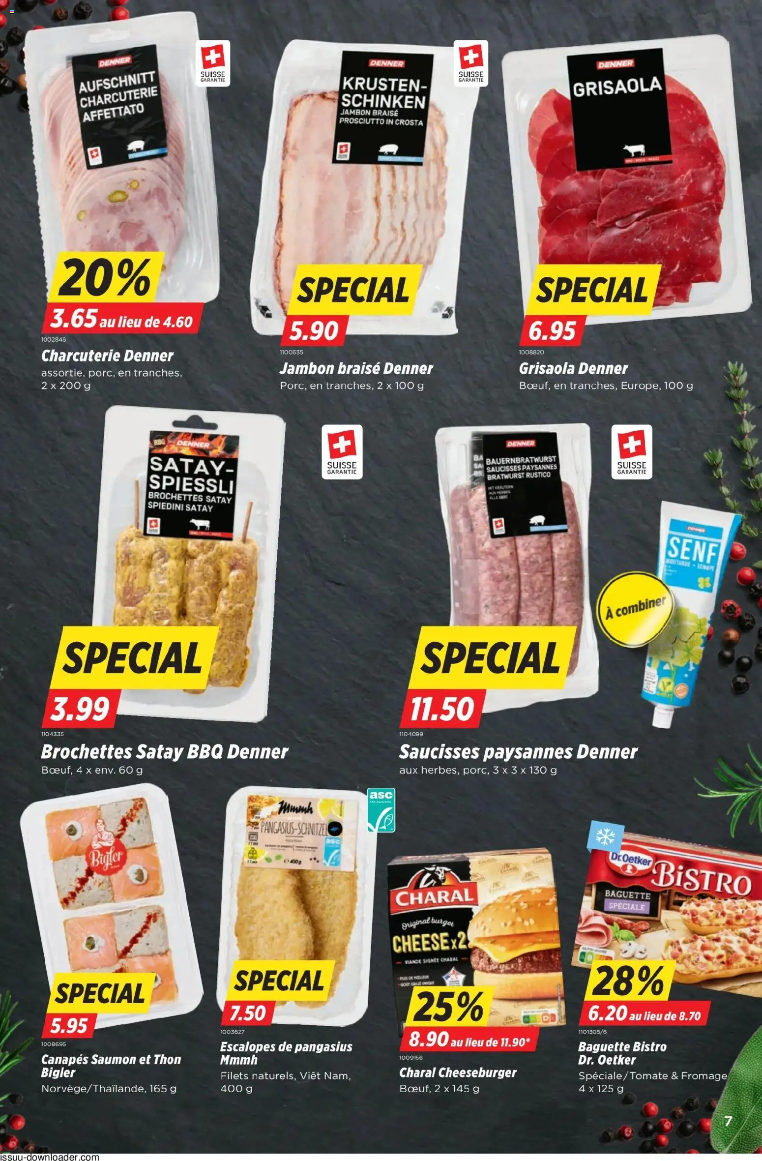 Denner aktionen FR – gültig ab 07.05.2026 | Seite: 7 | Produkte: Burger, Baguette, Schinken, Pizza