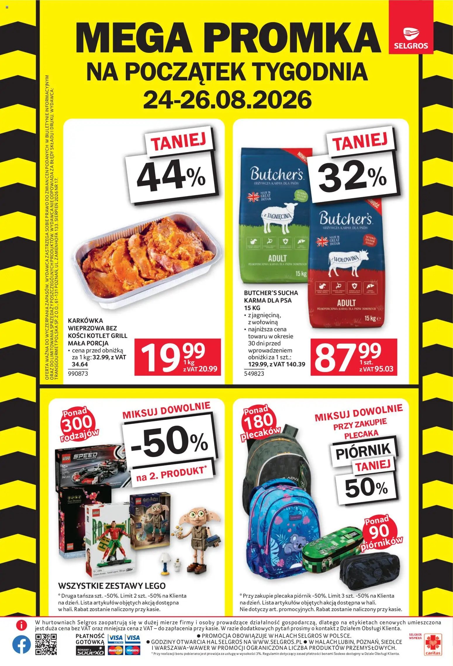 Selgros cash&carry gazetka - Mega Promka od 17.08.2026 | Strona: 2 | Produkty: Lego, Sucha karma dla psa, Piórnik, Karma