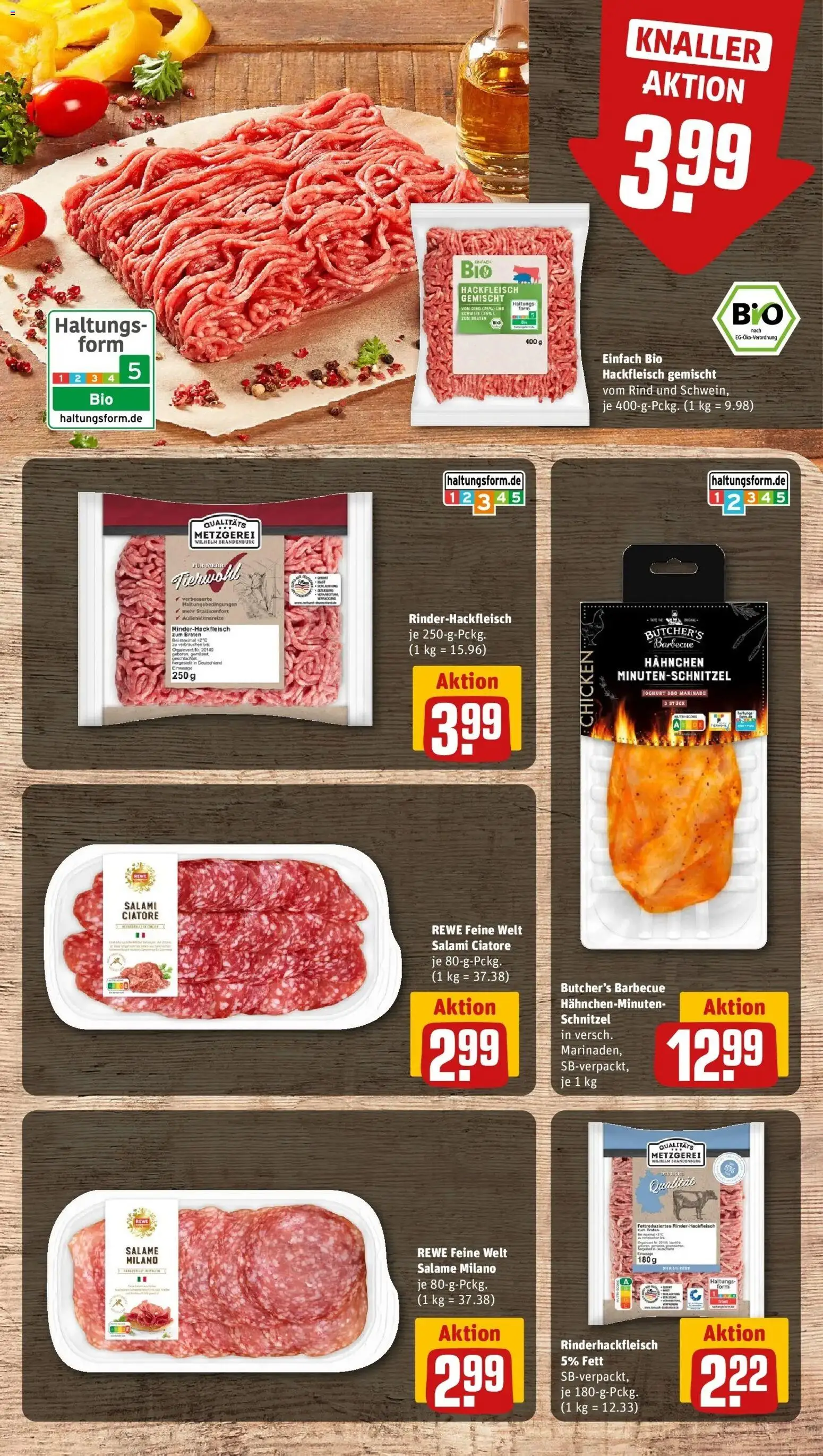 REWE Prospekt ab 10.08.2026 zum Blättern » Angebote | Seite: 6 | Produkte: Hahnchen, Schnitzel, Salami, Hackfleisch