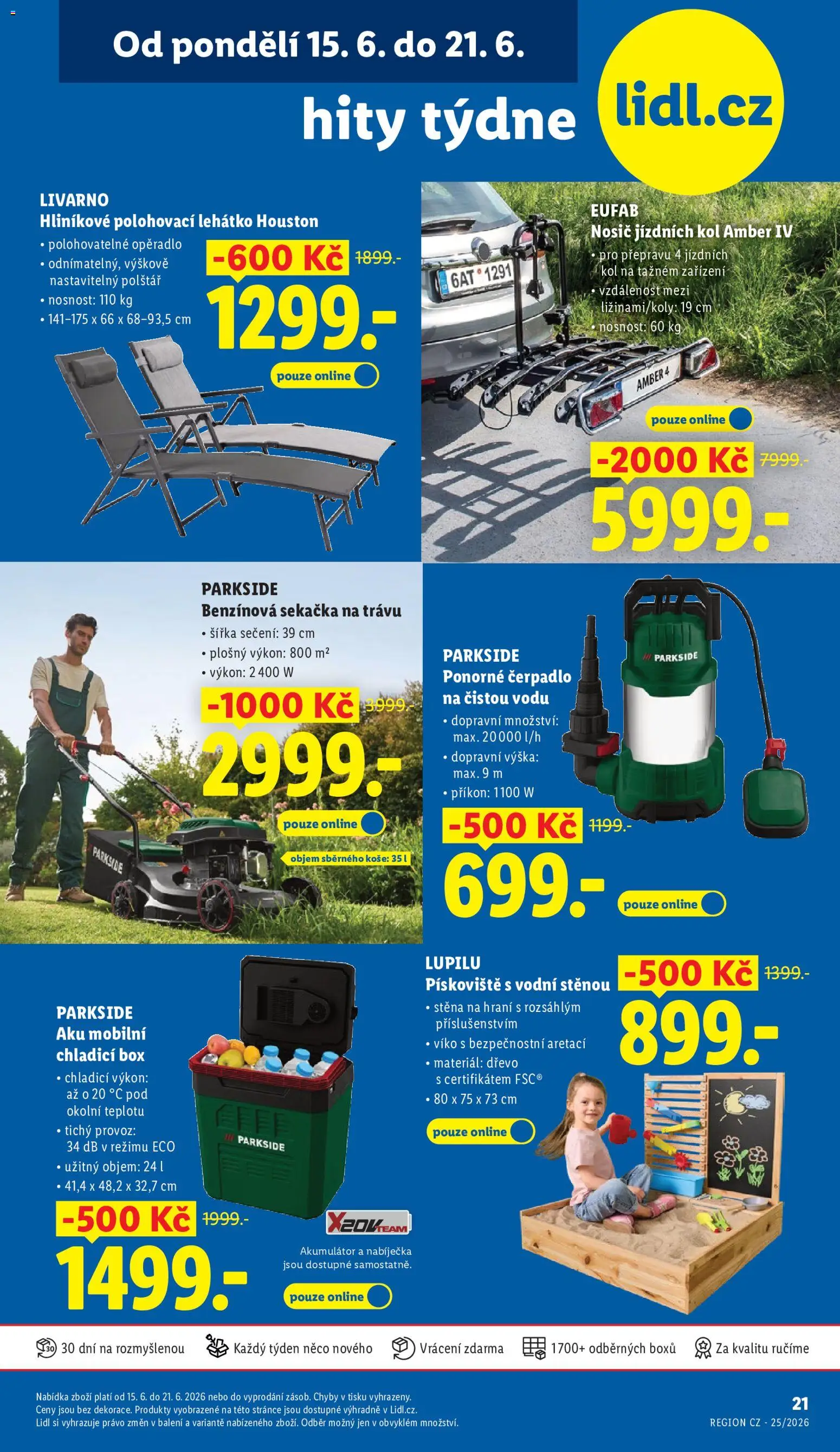Lidl leták - Hity týdne od 15.06.2026 | Strana: 1 | Produkty: Box, Sekačka, Lehátko, Ponorné čerpadlo
