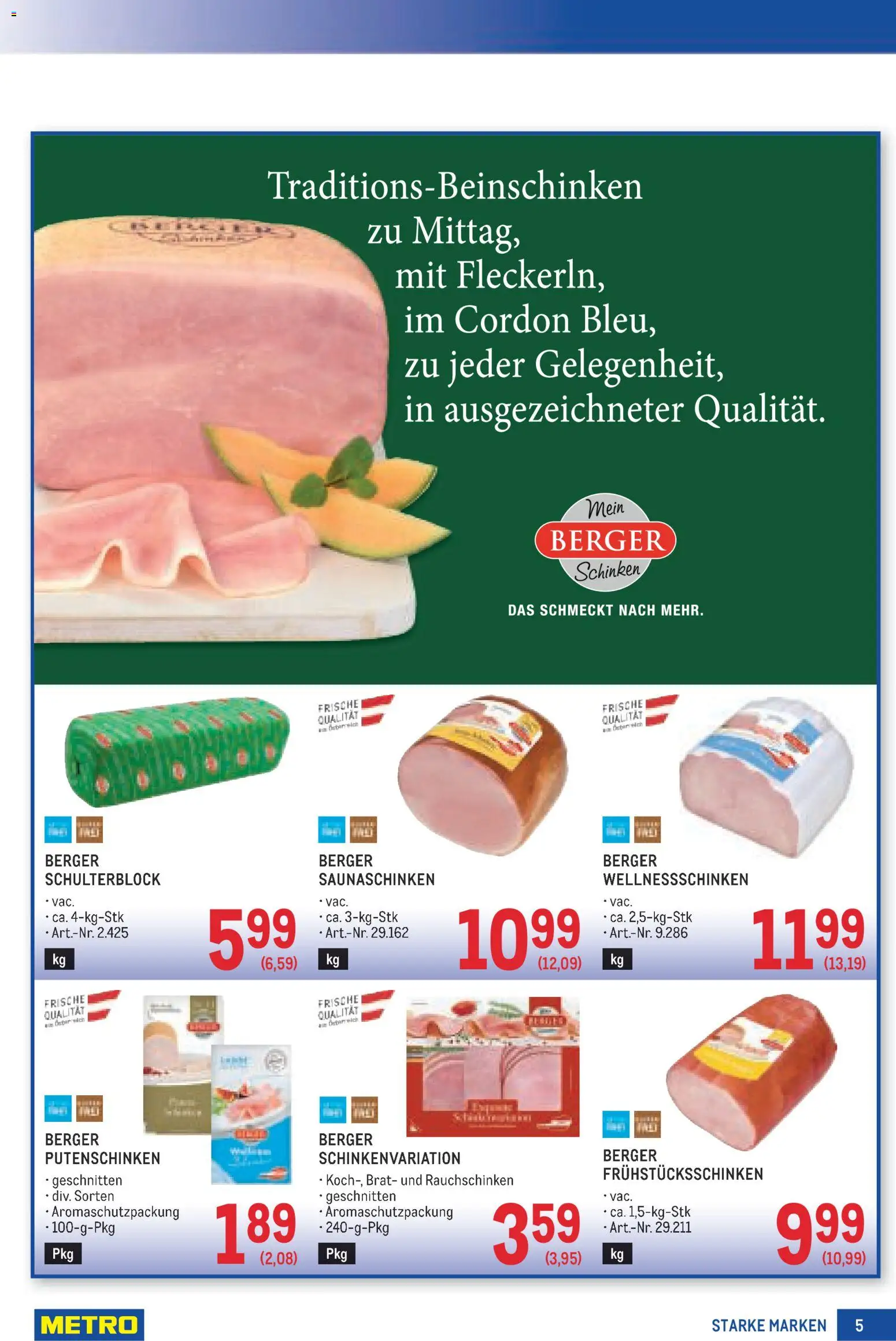 Metro angebote Starke Marken gültig ab 01.10.2026 | Seite: 5 | Produkte: Schinken
