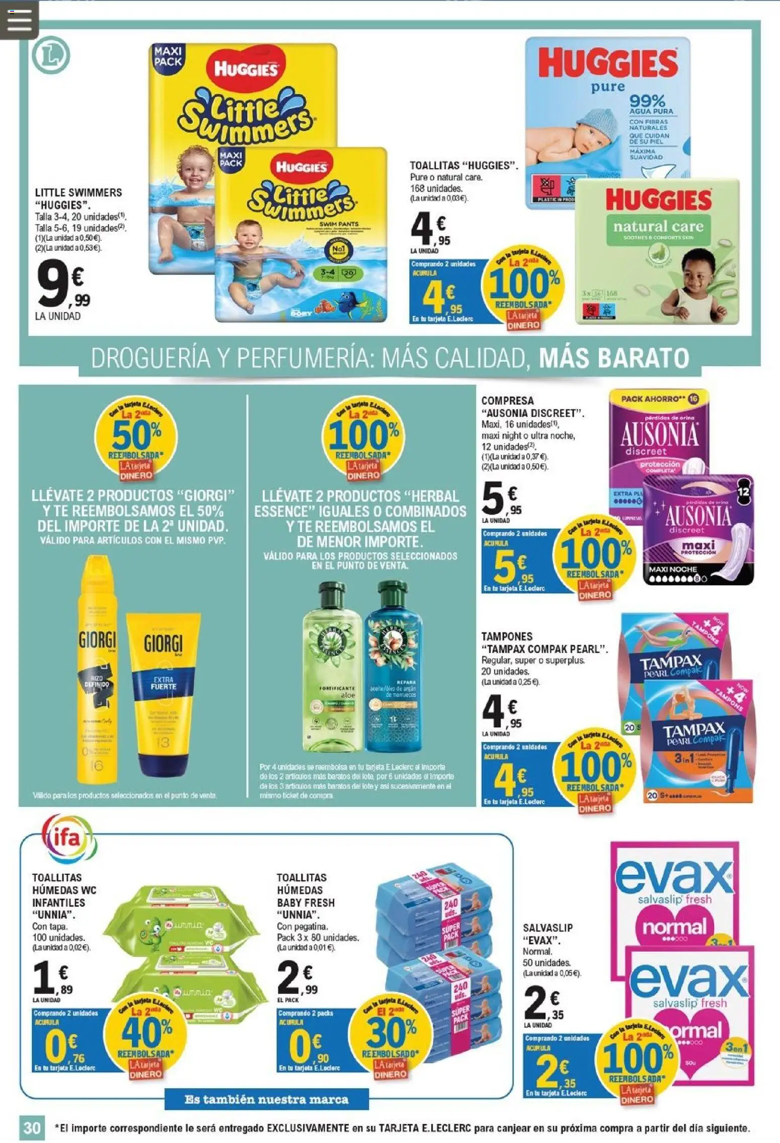 E.Leclerc Miranda de Ebro │ válido desde el 01/07/2026 | Página: 30 | Productos: Tampones, Aceite, Té
