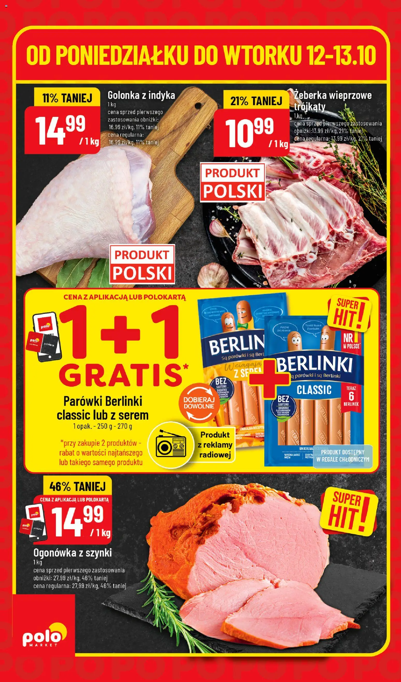 Nowa POLOmarket gazetka od jutra 12.10.2026 | Strona: 4 | Produkty: Golonka, Serem, Parówki berlinki, Parówki