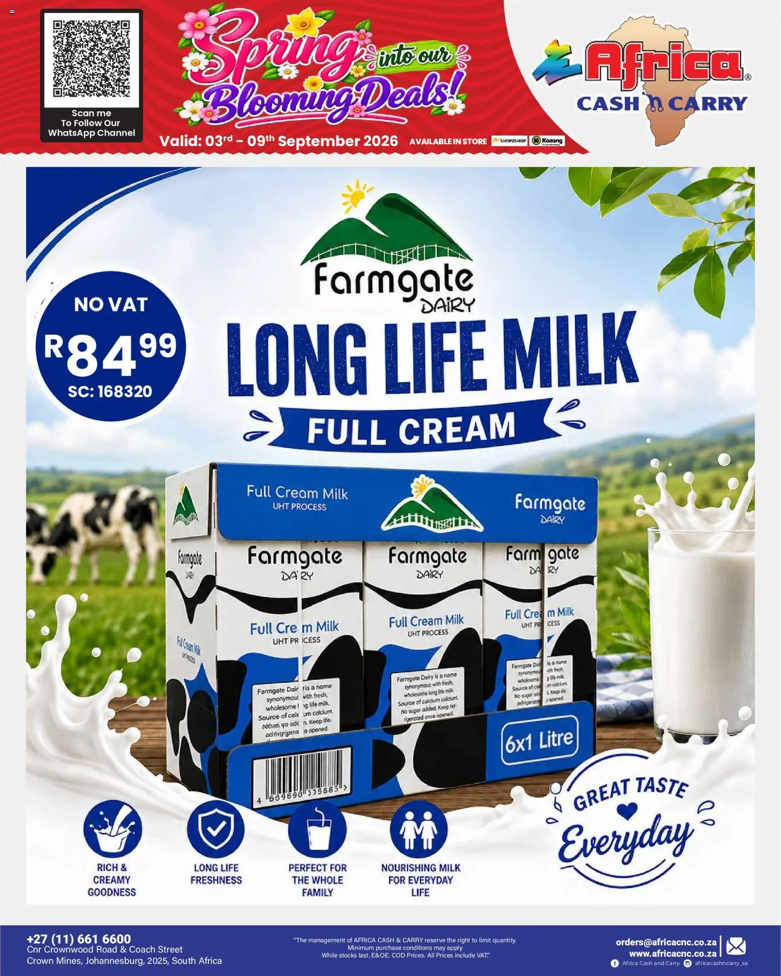 New Africa Cash & Carry catalogue – valid from 03/09/2026 | Page: 29 | Products: Milk, Gate, Cream