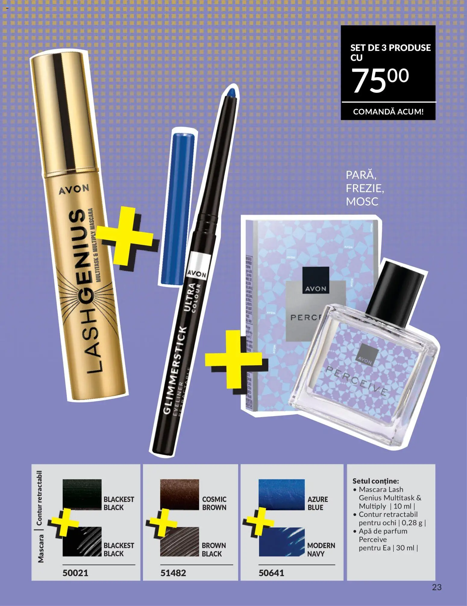 Noul catalog Avon – valabil de la 09.07.2026 | Pagină: 23 | Produse: Apă de parfum, Parfum, Mascara, Apă