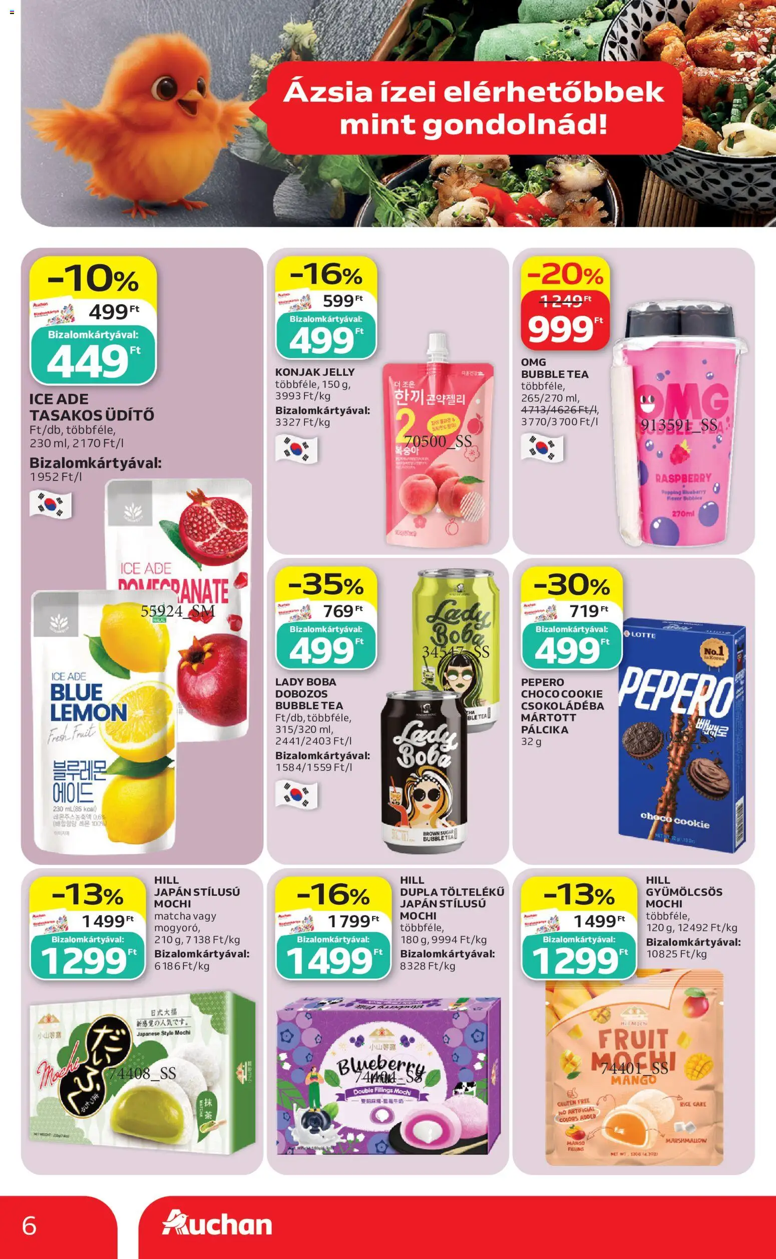 Auchan akciós ujság - amely érvényes a következő dátumtól: 2026.10.08. | Oldal: 6 | Termékek: Matcha, Mochi, Tea, Mangó