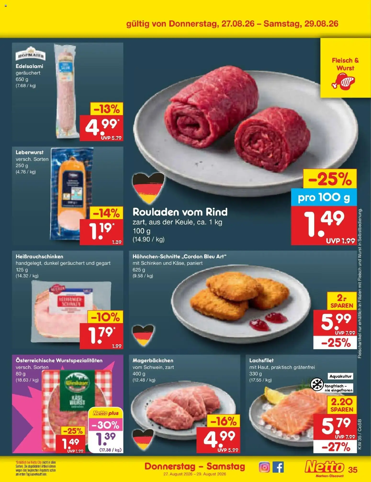 Netto Marken-Discount Prospekt Leipzig (ab 24.08.2026) » Angebote | Seite: 49 | Produkte: Wurst, Schinken, Fleisch