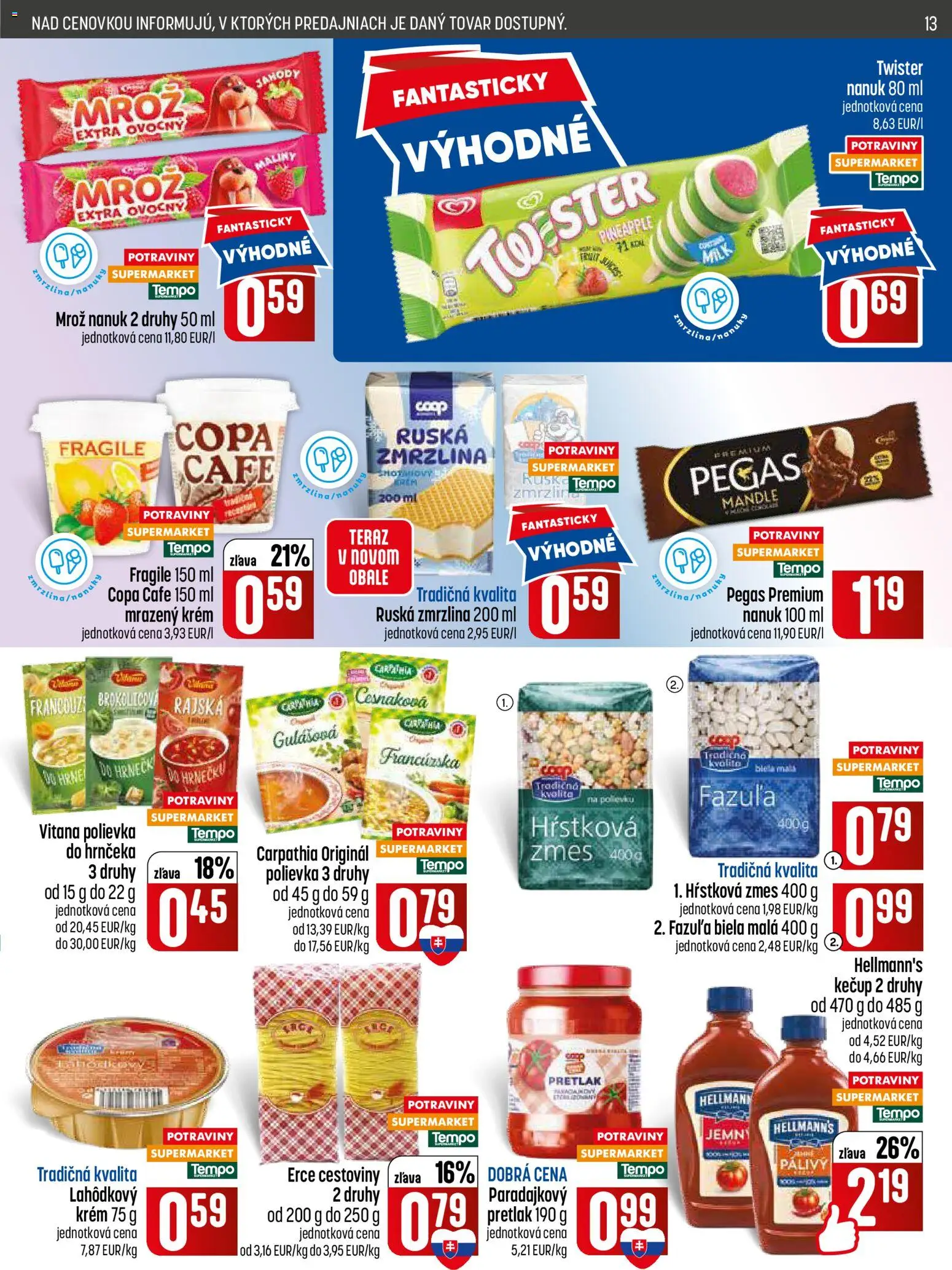 Nové COOP Jednota akcie – leták je platný od 25.06.2026 | Strana: 13 | Produkty: Zmrzlina, Jahody, Mandle, Maliny