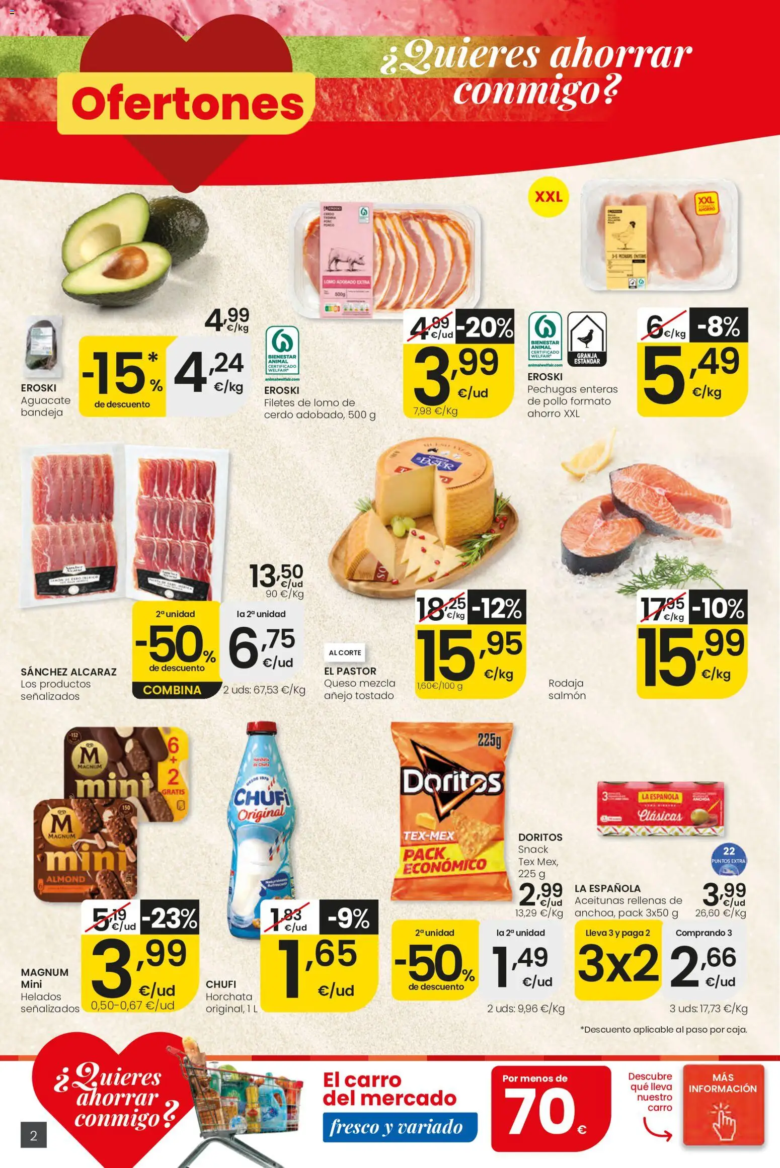 Eroski Ofertones de verano Center │ válido desde el 11.06.2026 | Página: 2 | Productos: Queso, Cerdo, Bandeja