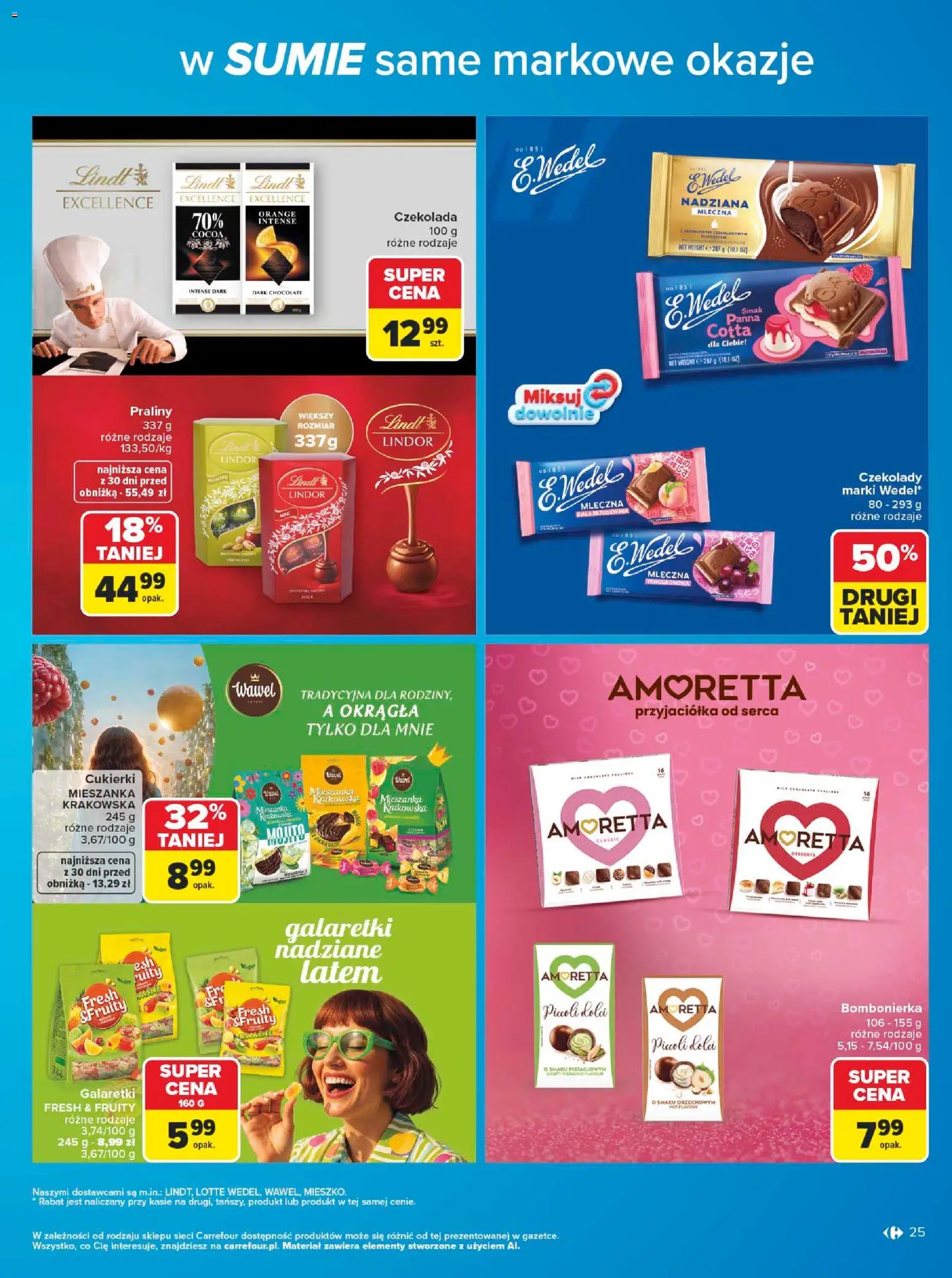 Carrefour gazetka - W sumie same markowe okazje od 08.06.2026 | Strona: 25 | Produkty: Mieszanka krakowska, Czekolada mleczna, Bombonierka, Cukierki