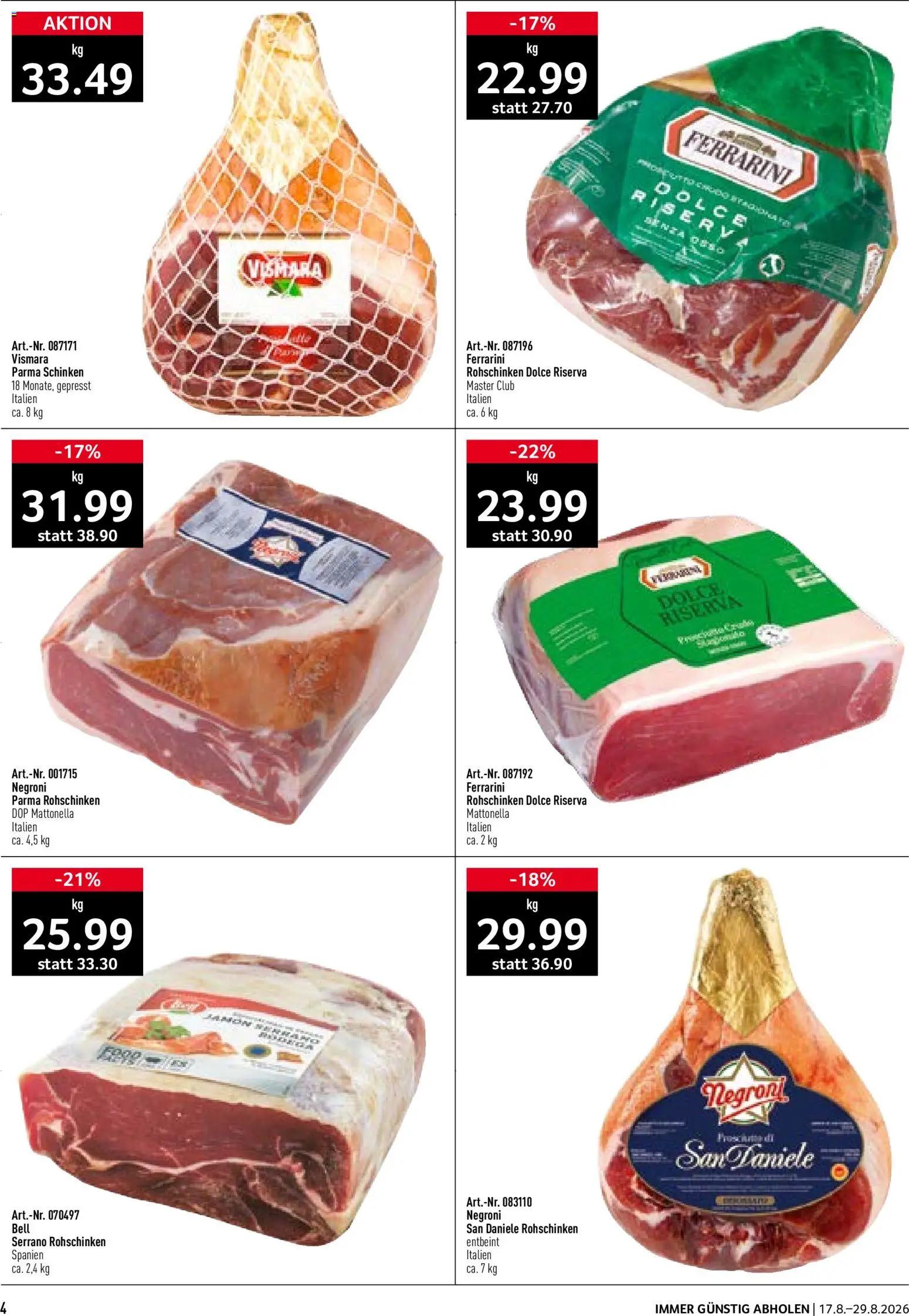 Prodega aktionen Ciao Hola Ola – gültig ab 17.08.2026 | Seite: 4 | Produkte: Schinken
