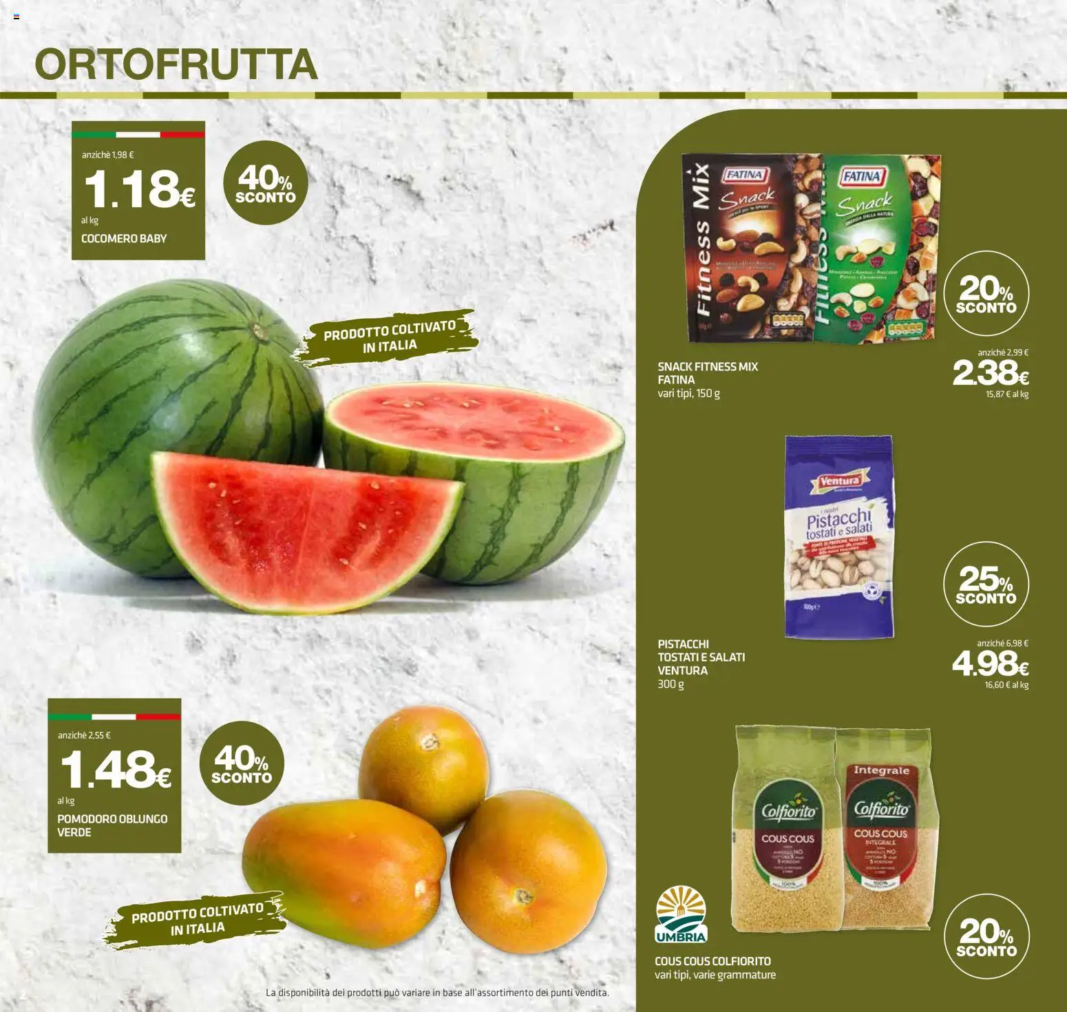 Volantino Superconti del 02/07/2026 | Pagina: 2 | Prodotti: Pomodoro, Cous cous, Pistacchi