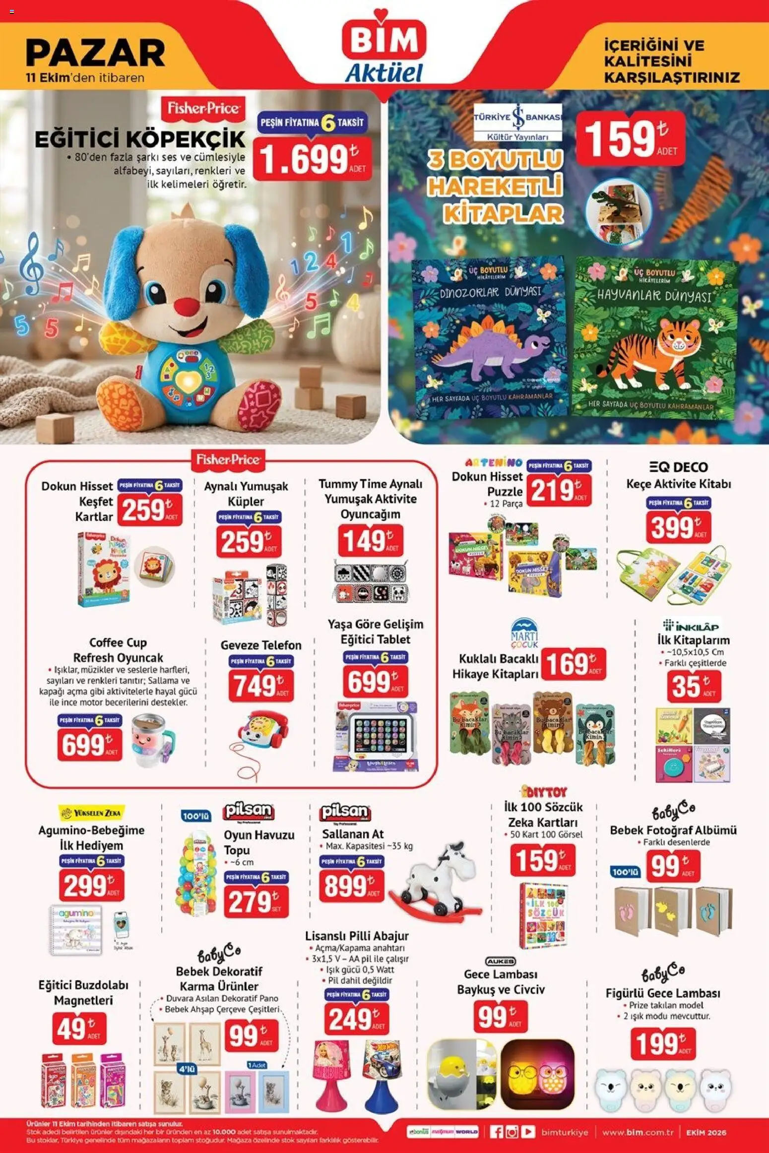 BİM - Katalog Pazar - 11 Ekim 2026 tarihinden itibaren geçerlidir | Sayfa: 3 | Ürünler: Oyuncak, Tablet, Oyun, Buzdolabı