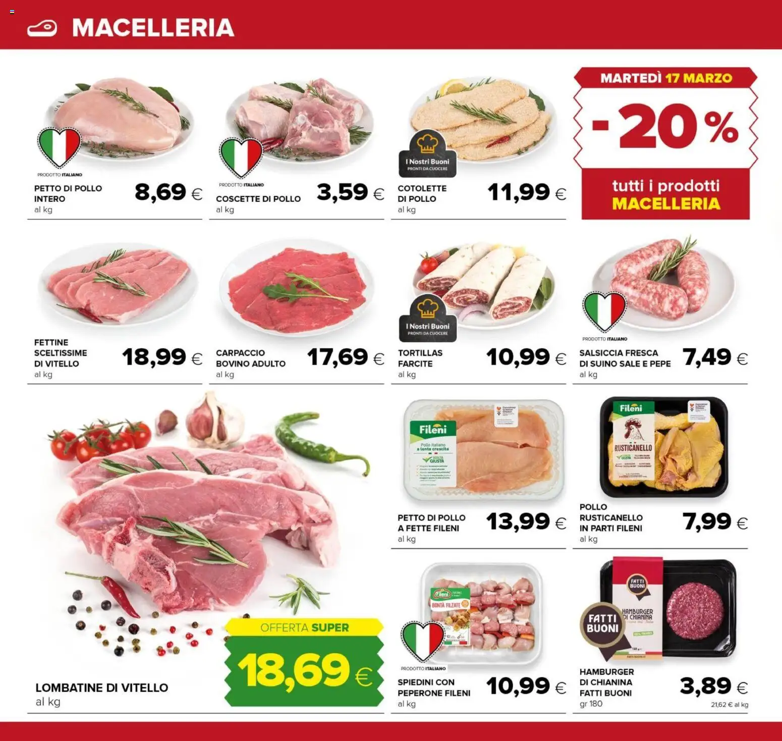 Volantino Oasi del 11.03.2026 | Pagina: 8 | Prodotti: Bovino, Salsiccia, Vitello, Spiedini