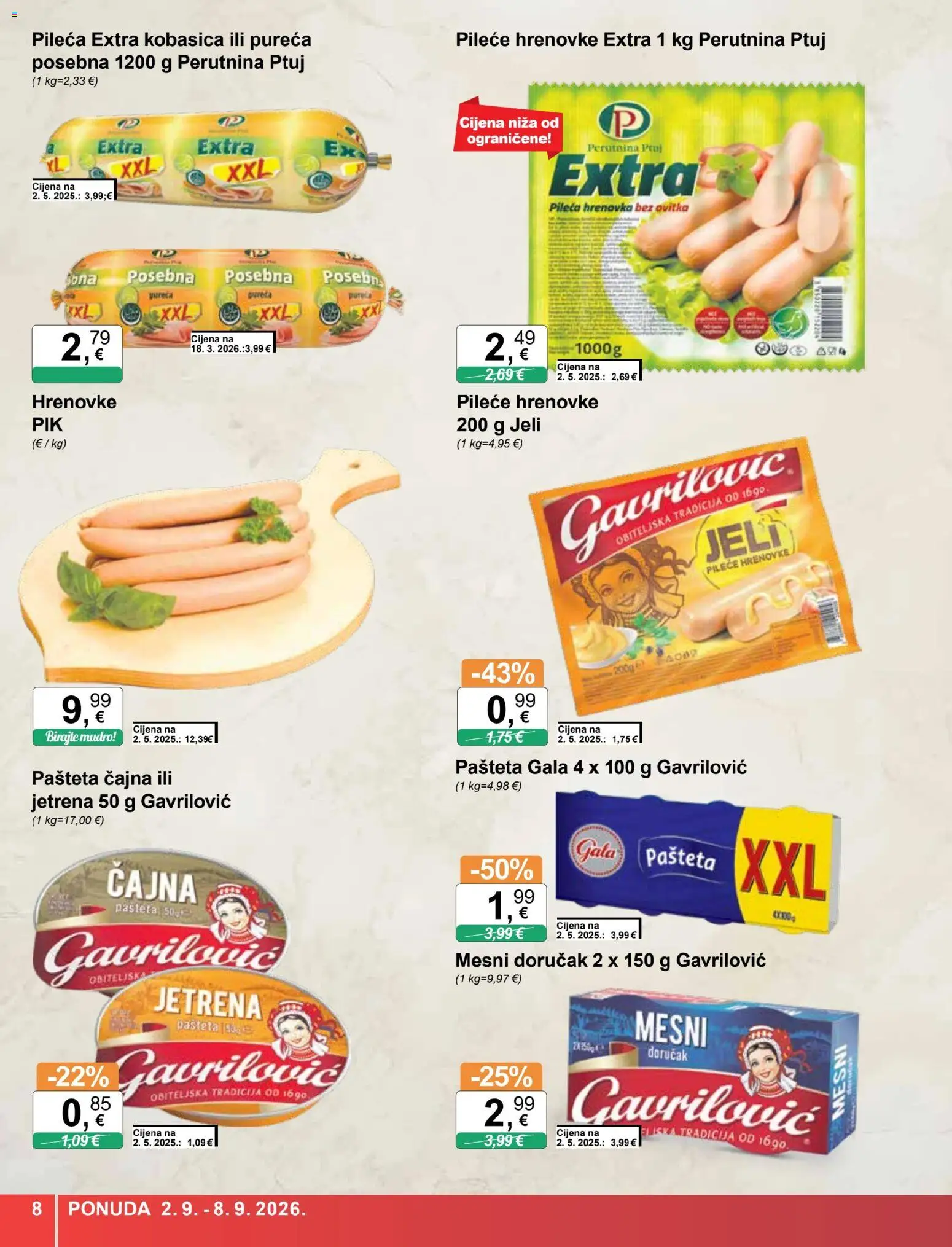 KTC katalog | vrijedi od 02.09.2026 | Stranica: 8 | Proizvodi: Hrenovke, Pašteta, Mesni doručak, Kobasica