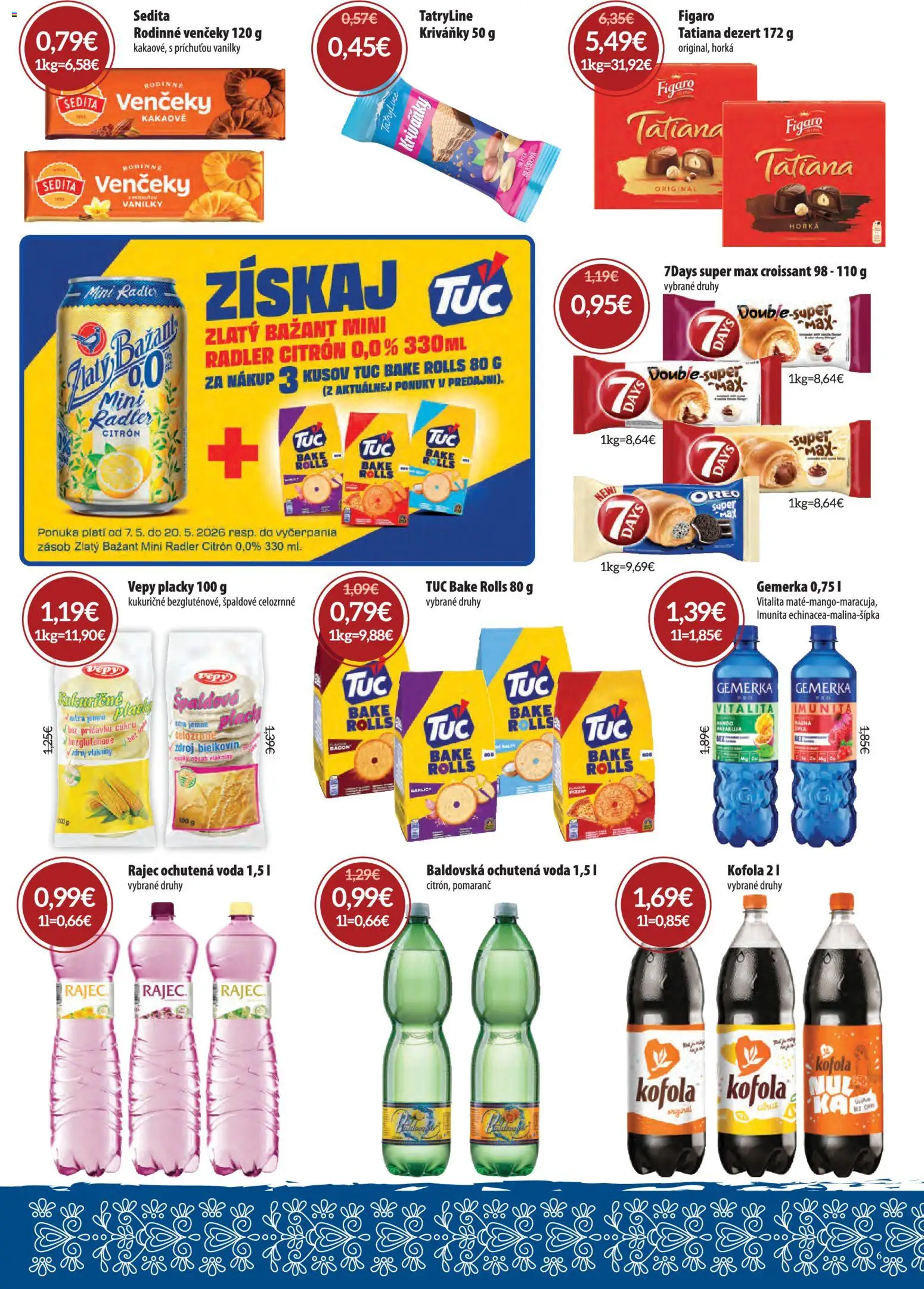 Nové Nitrazdroj akcie – leták je platný od 07.05.2026 | Strana: 6 | Produkty: Croissant, Rajec, Zlatý Bažant, Baldovská