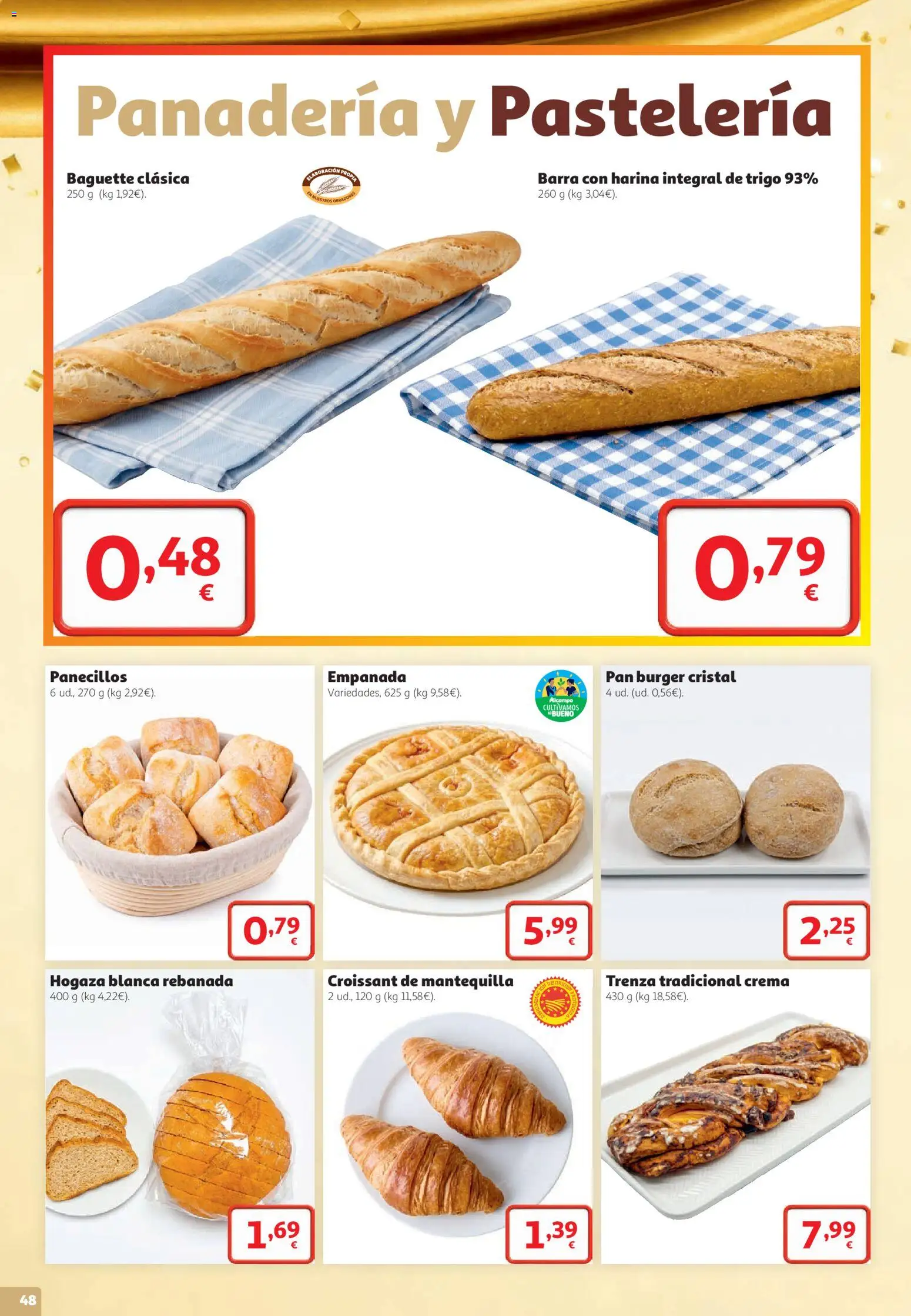 Alcampo folleto Almería │ válido desde el 22/10/2026 | Página: 48 | Productos: Baguette, Harina integral, Pan, Crema