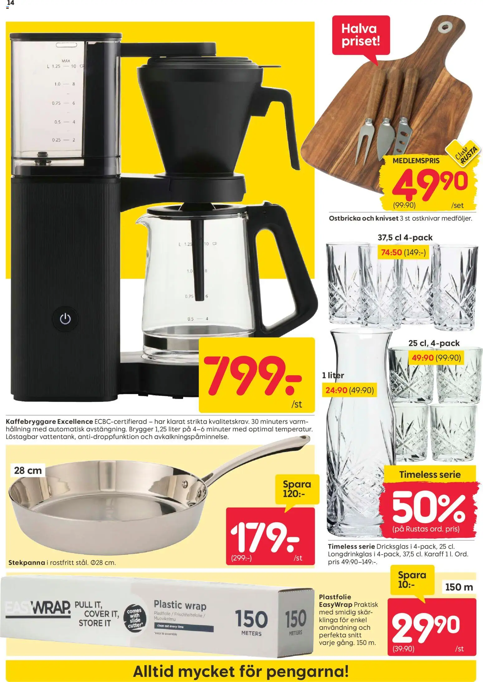 Rusta reklamblad aktuell från 31/08/2026 | Sida: 14 | Produkter: Kaffebryggare, Set, Karaff, Stekpanna