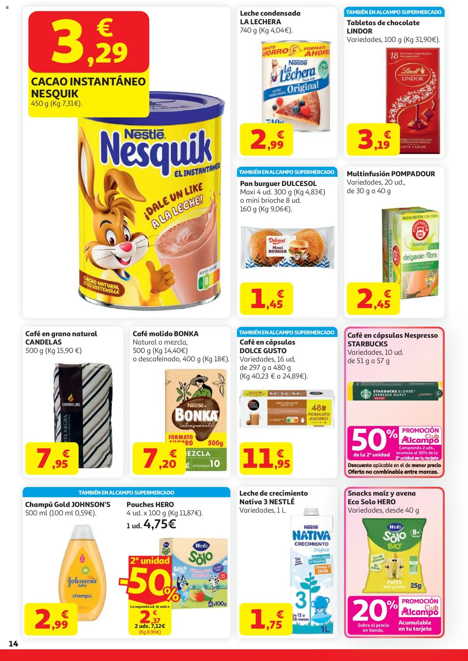 Alcampo HP Unico │ válido desde el 07.04.2026 | Página: 14 | Productos: Café molido, Φαρίνα, Té, Cacao instantáneo