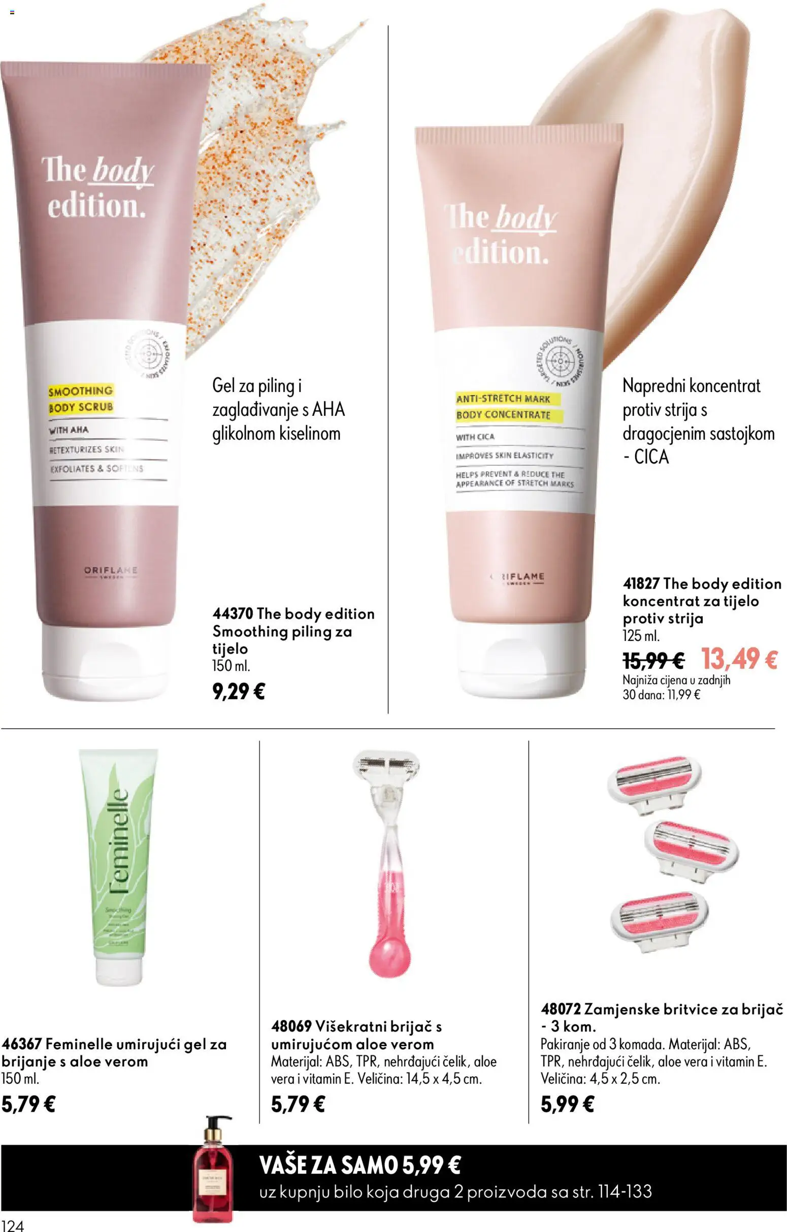 Oriflame katalog | vrijedi od 05.08.2026 | Stranica: 124 | Proizvodi: Piling, Brijač, Zamjenske britvice