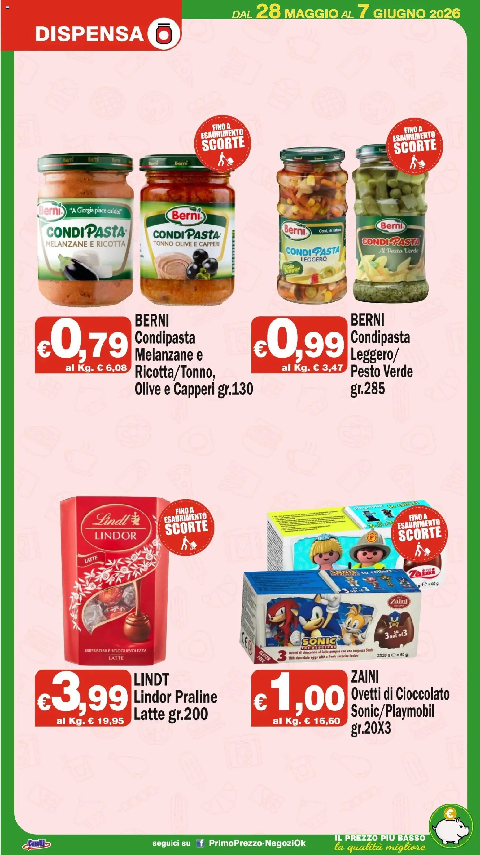 Volantino Primo Prezzo del 28.05.2026 | Pagina: 17 | Prodotti: Cioccolato, Latte, Pasta, Tonno