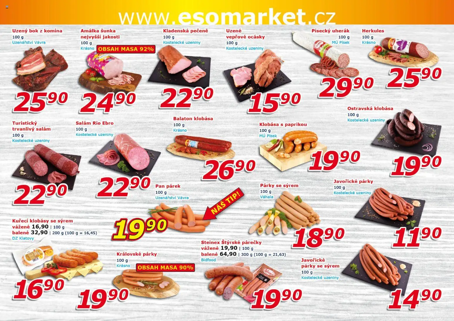 Eso market leták od 30.09.2026 | Strana: 2 | Produkty: Salám, Šunka, Klobása, Klobásy
