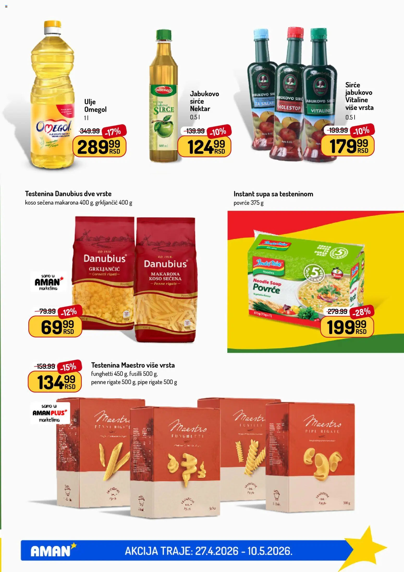Aman katalog - važi od 27.04.2026 | Strana: 29 | Proizvode: Testenina, Nektar, Sir, Sirće