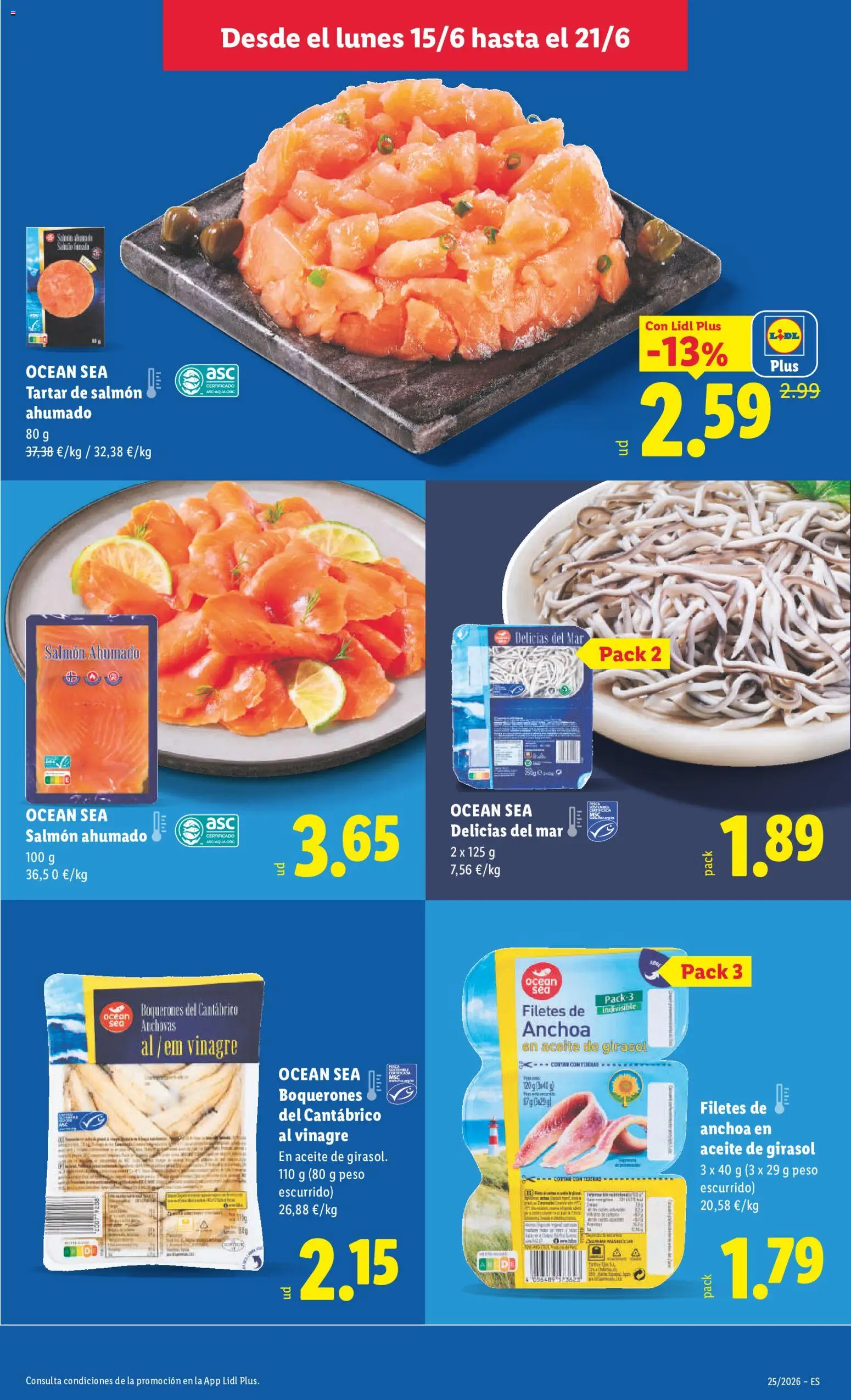 Lidl folleto Canarias │ válido desde el 15.06.2026 | Página: 13 | Productos: Aceite de girasol, Peso, Salmón ahumado, Δεξαμενή