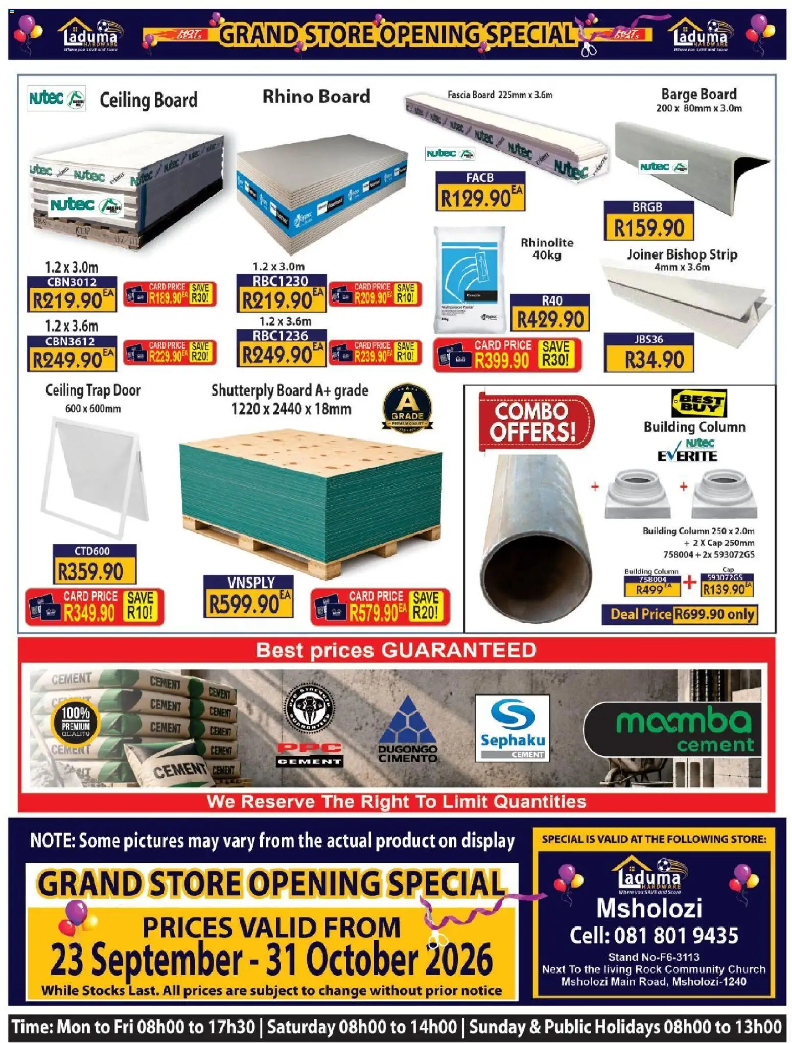 New Laduma Hardware catalogue – valid from 23/09/2026 | Page: 32 | Products: Cap, Cement
