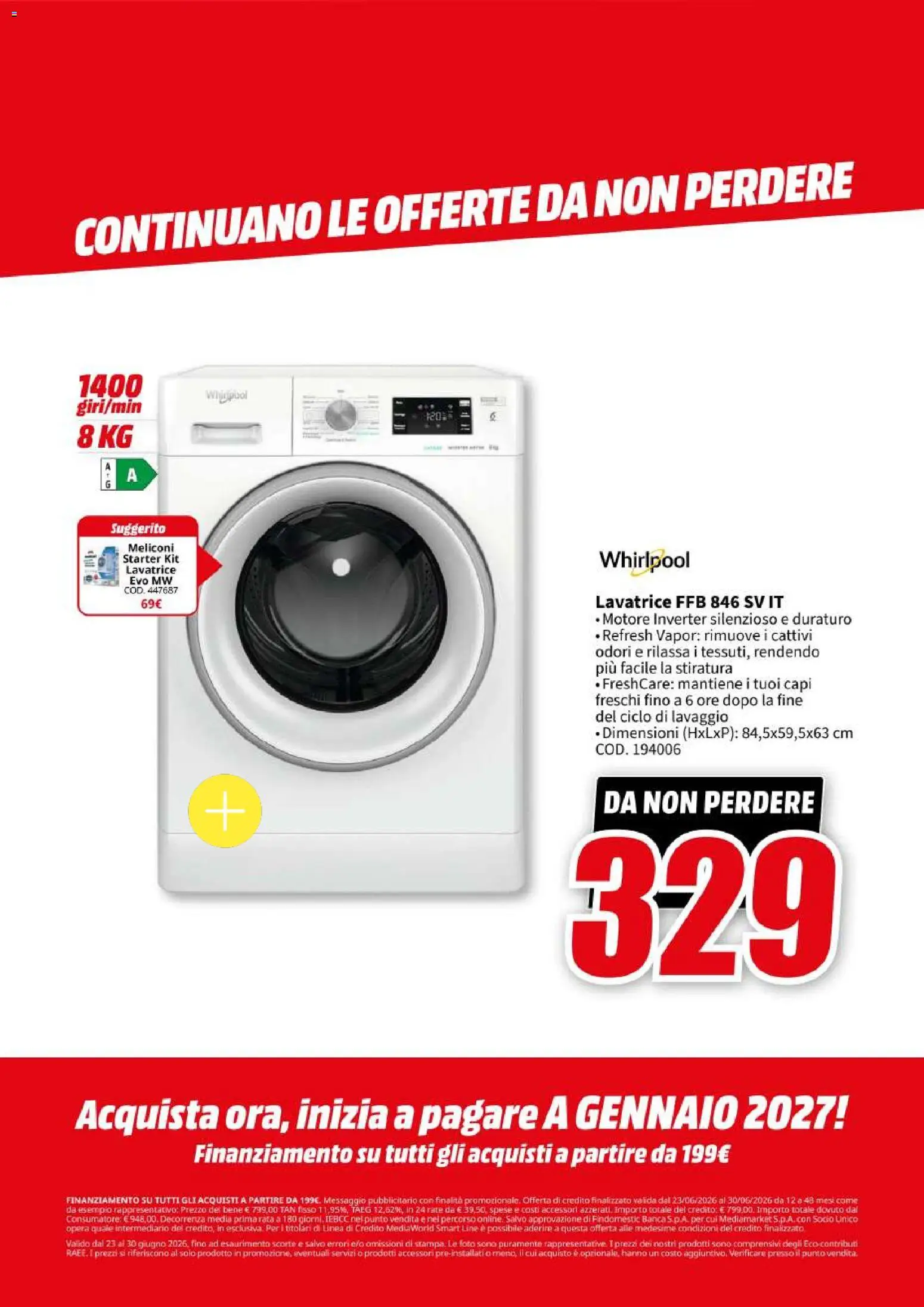 Volantino Media World del 23/06/2026 | Pagina: 72 | Prodotti: Lavatrice