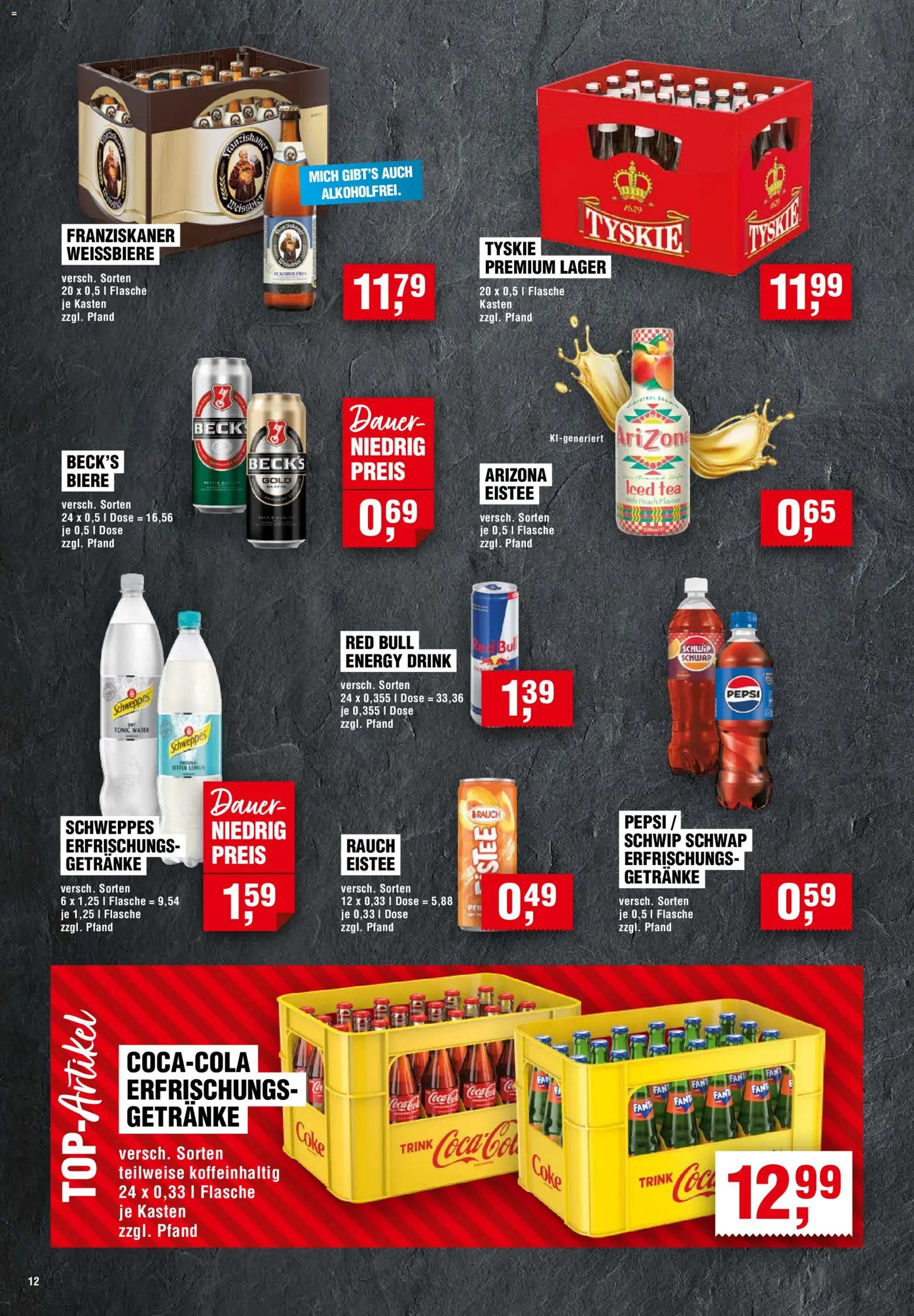 Handelshof Prospekt – gültig ab 29.10.2026 | Seite: 12 | Produkte: Franziskaner, Tyskie, Red bull, Schweppes